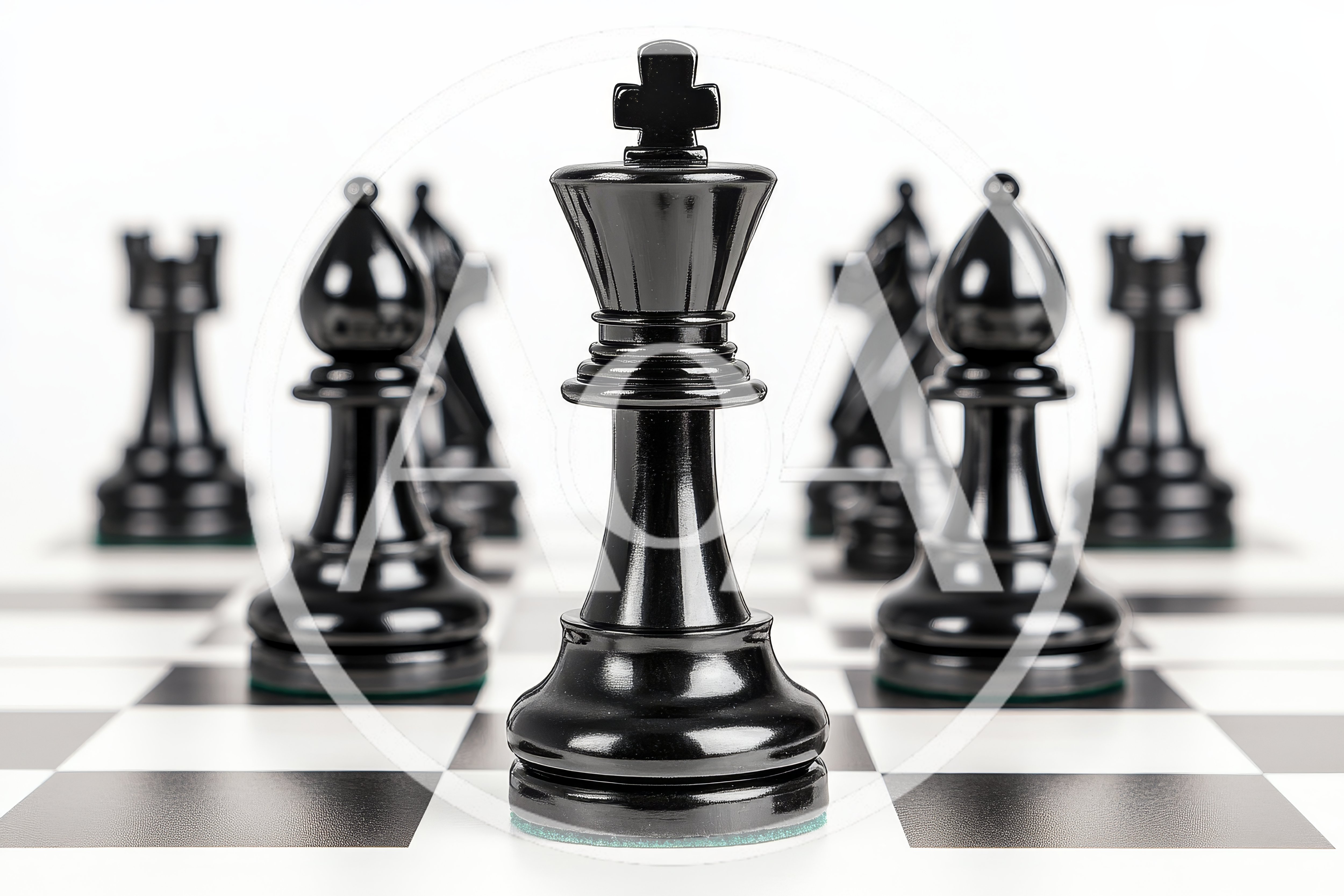 Black Chess King Standing Among Other Pieces