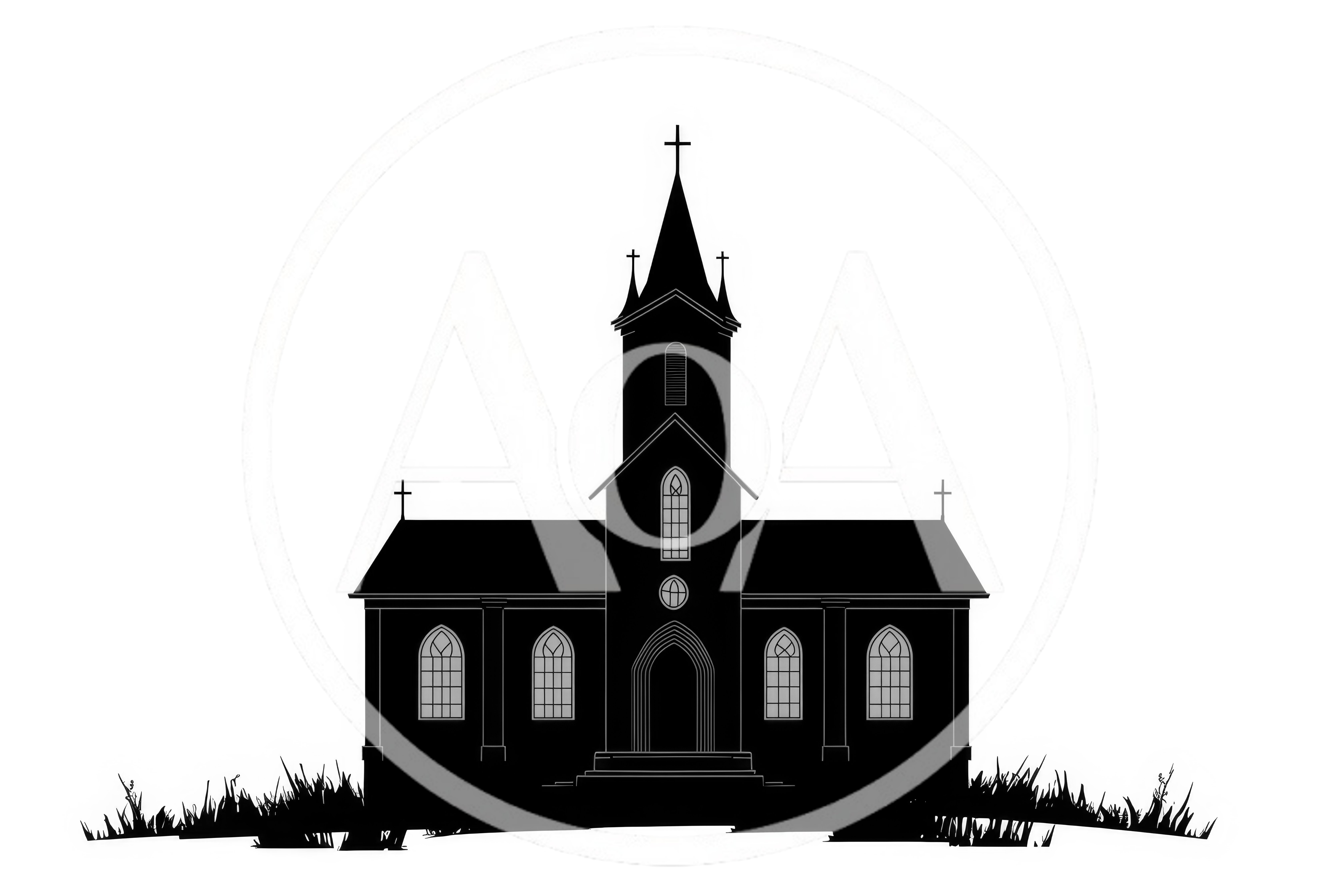 Black Silhouette Of A Traditional Church Building