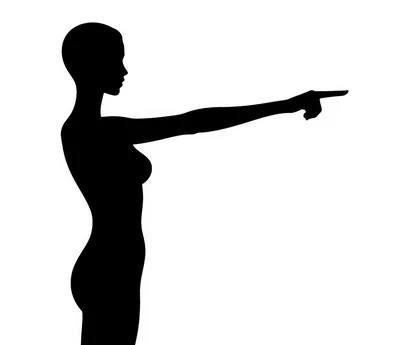 Silhouette Of A Woman Pointing To The Right