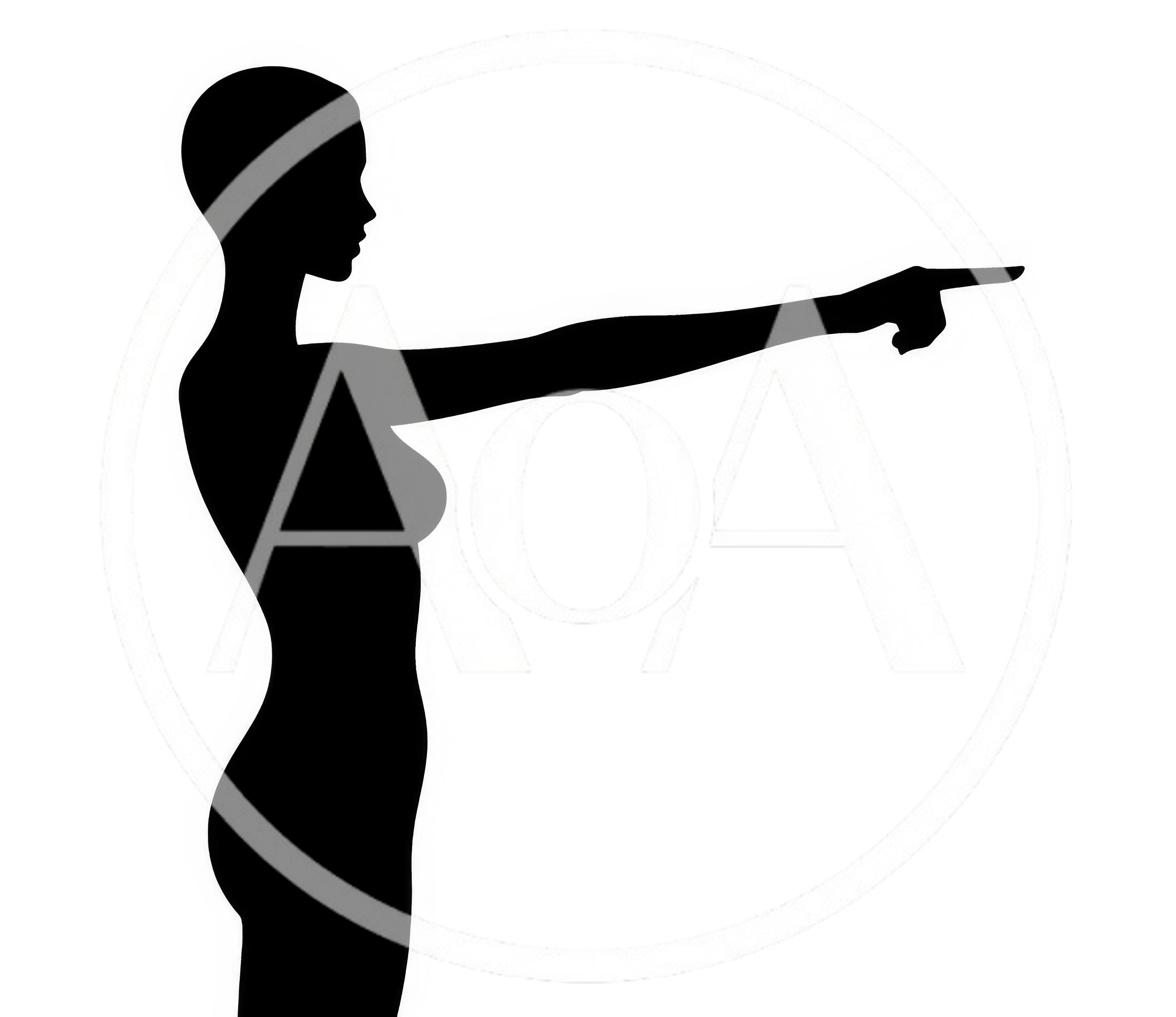 Silhouette Of A Woman Pointing To The Right