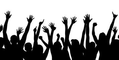 Crowd Of People Silhouettes With Raised Hands
