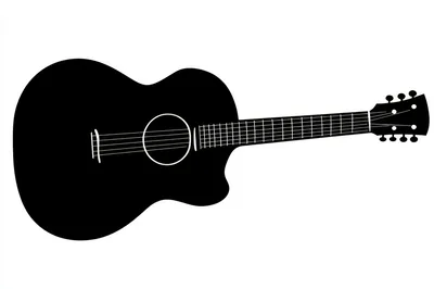 Minimalist Black Acoustic Guitar Silhouette Illustration
