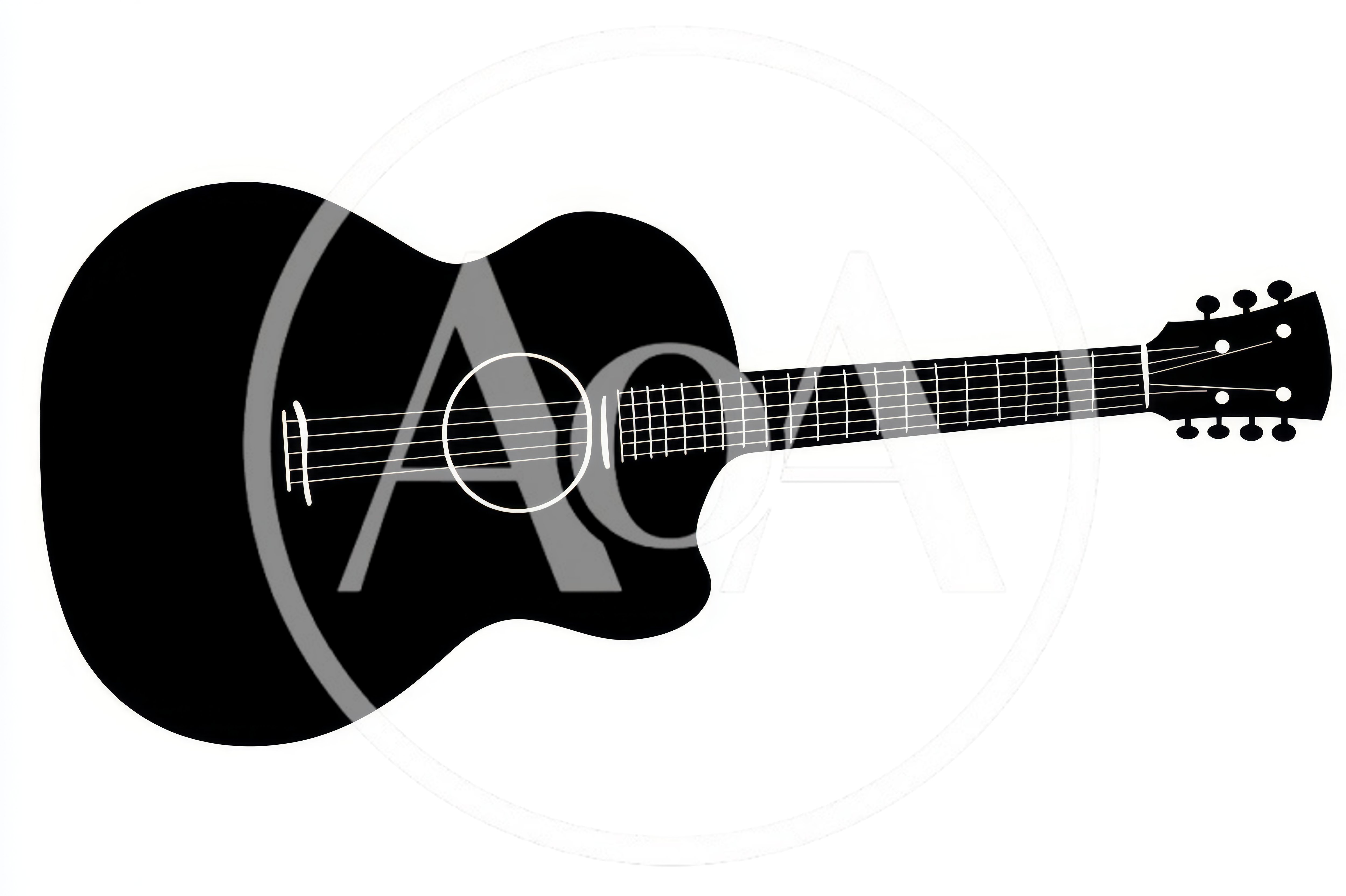 Minimalist Black Acoustic Guitar Silhouette Illustration