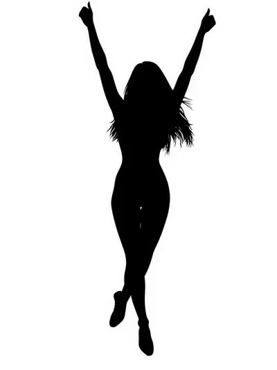 Silhouette Of A Woman Celebrating With Arms Raised