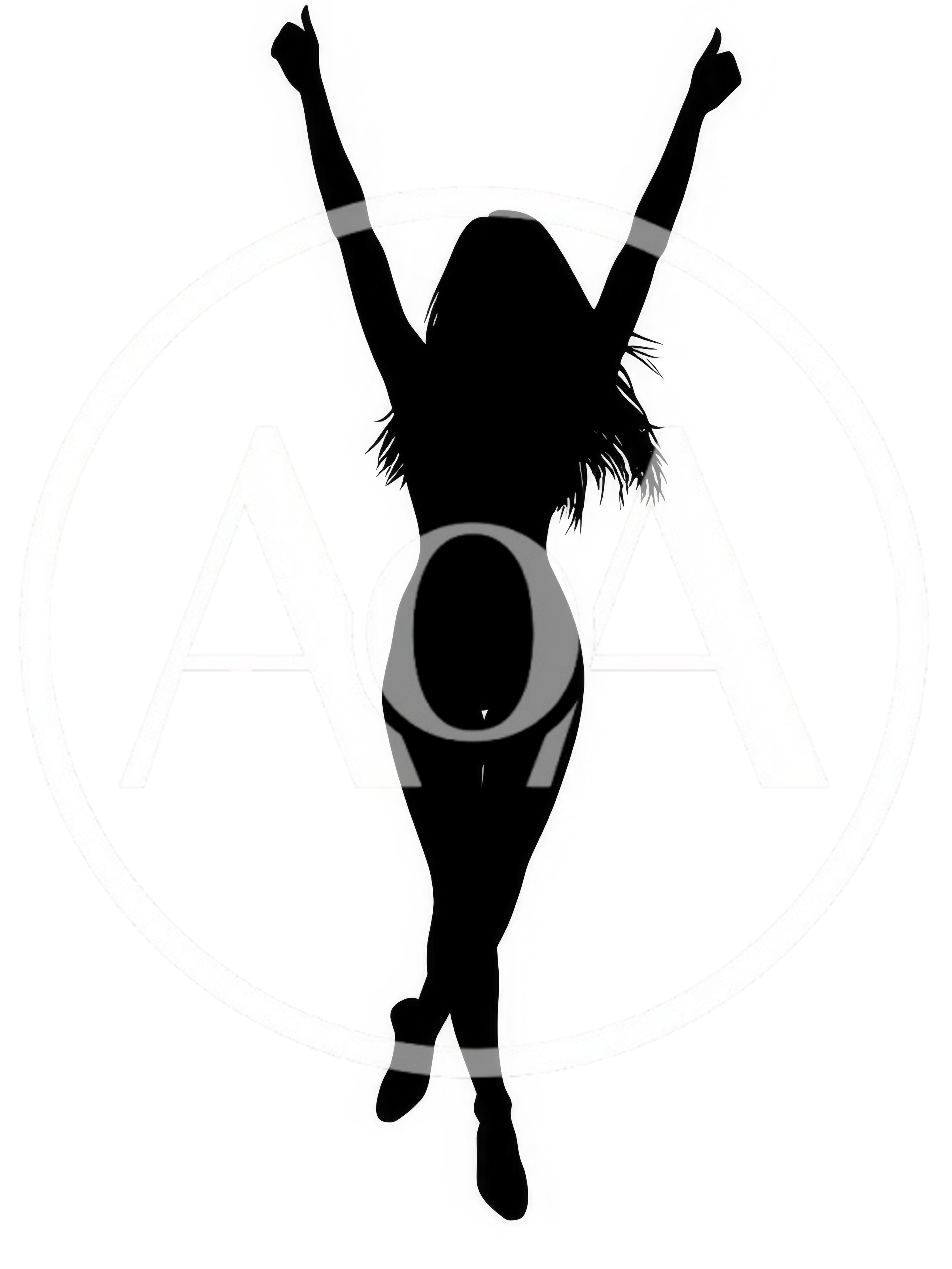 Silhouette Of A Woman Celebrating With Arms Raised