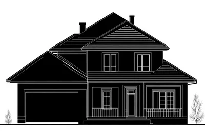 Architectural Blueprint Silhouette Of A Two Story House