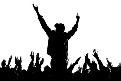 Silhouette Of A Performer On Stage With Crowd