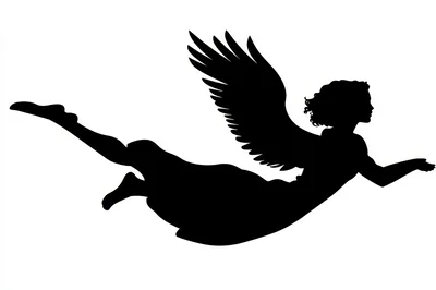 Black Silhouette Of A Flying Angel