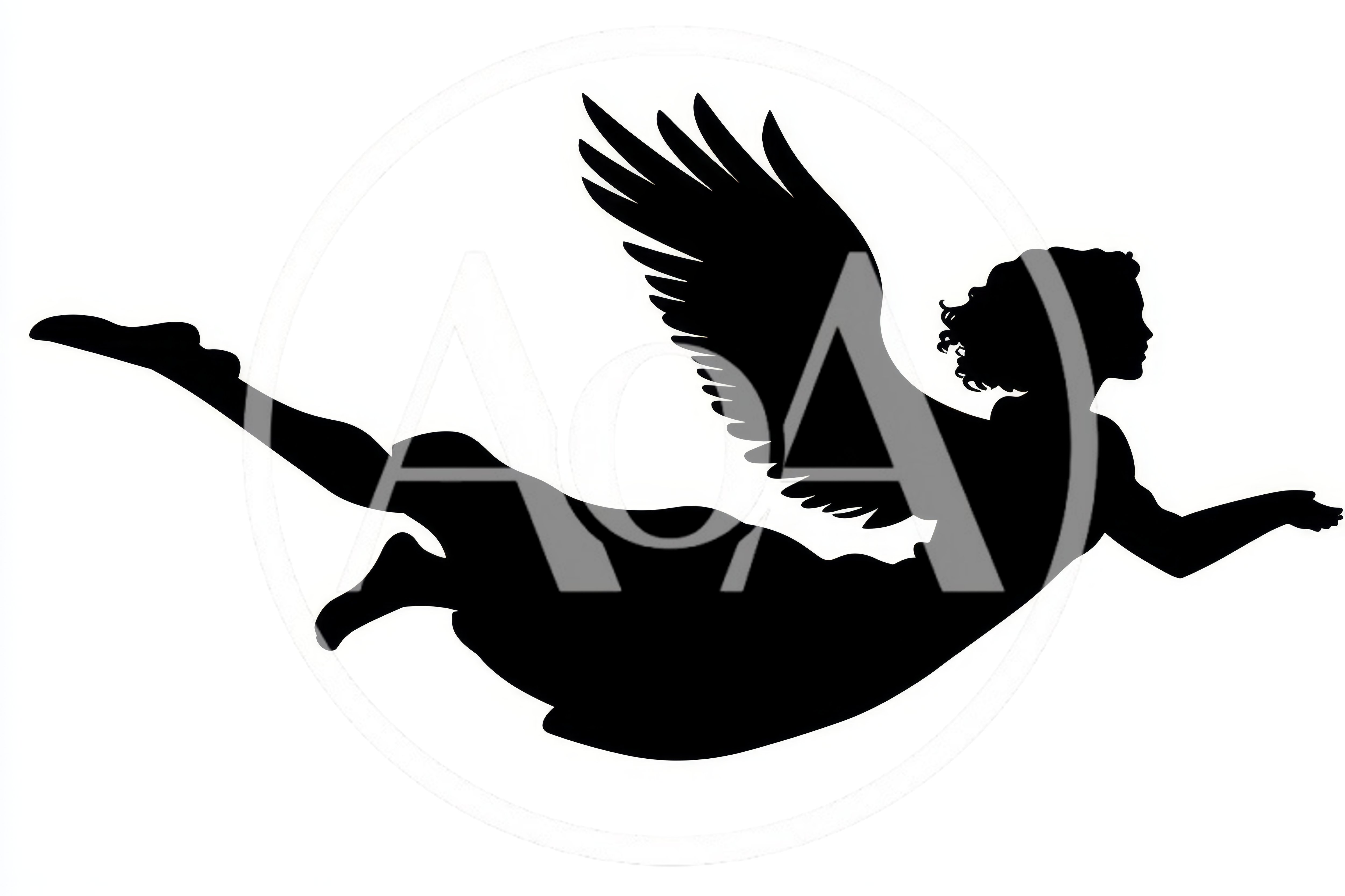 Black Silhouette Of A Flying Angel