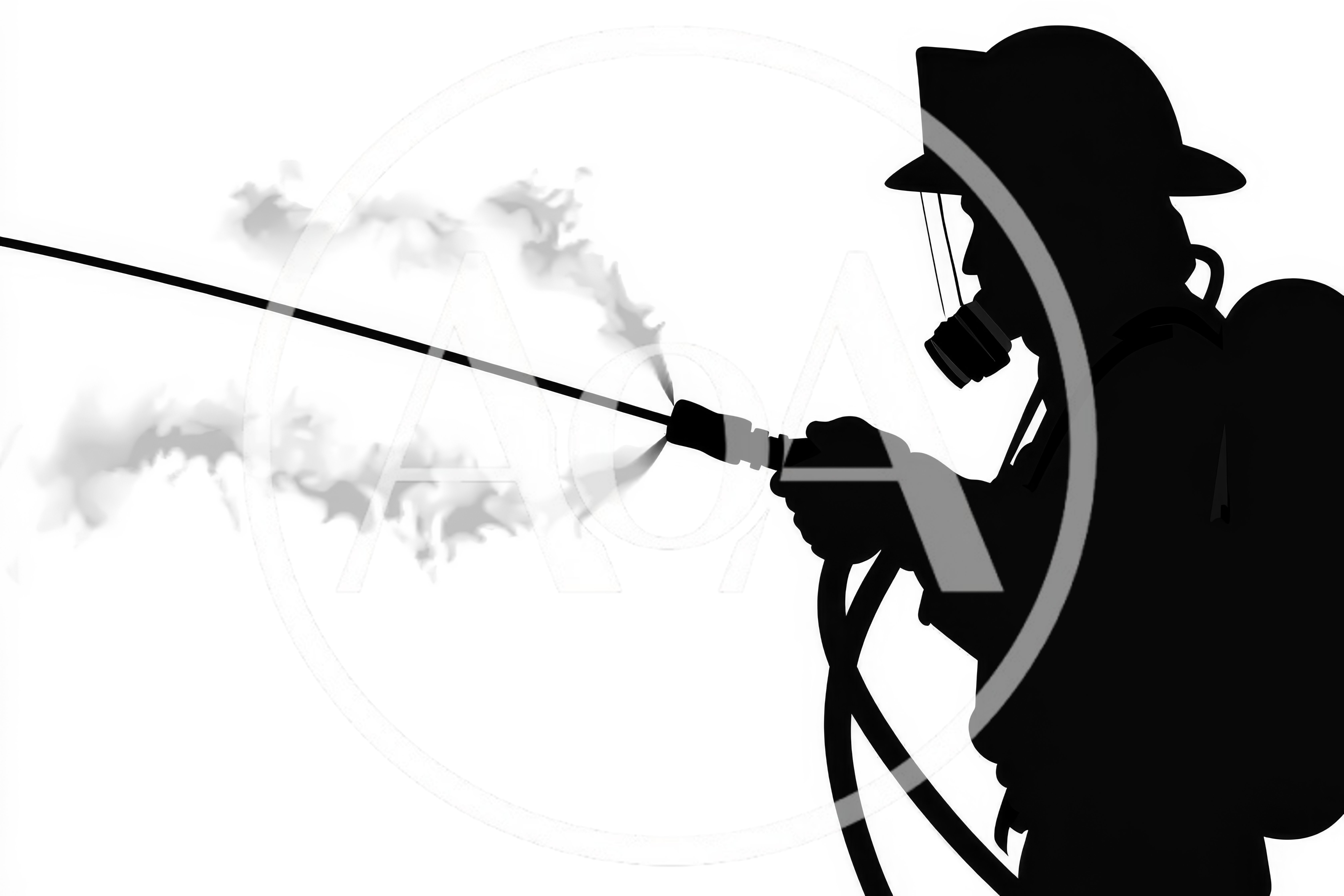 Silhouette Of A Firefighter Holding A Hose
