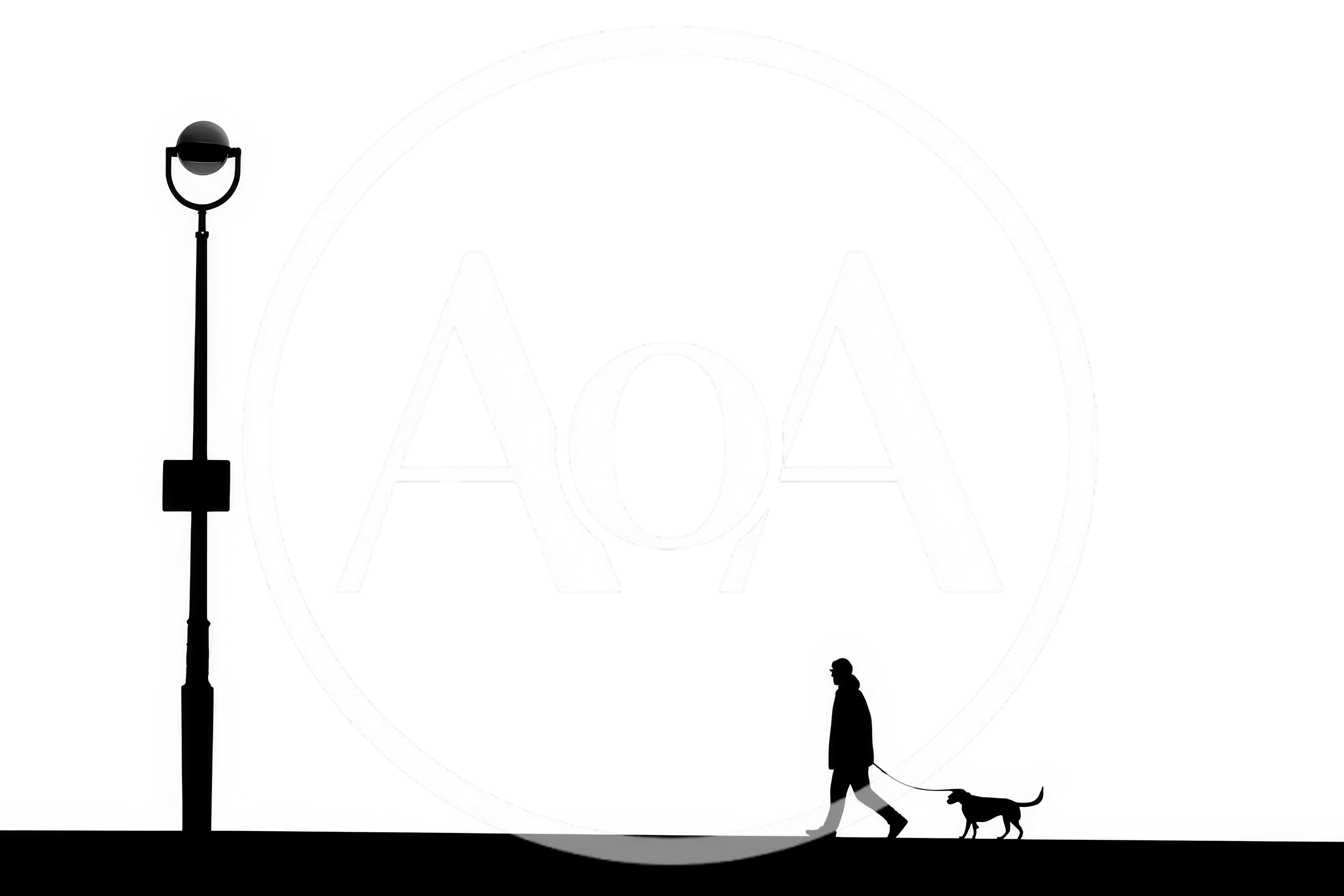 Silhouette Of A Person Walking A Dog