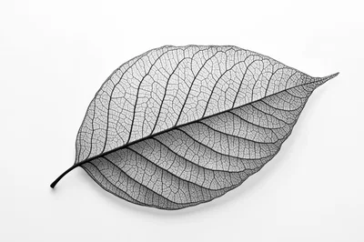 Skeletonized Leaf Structure Isolated On White Background