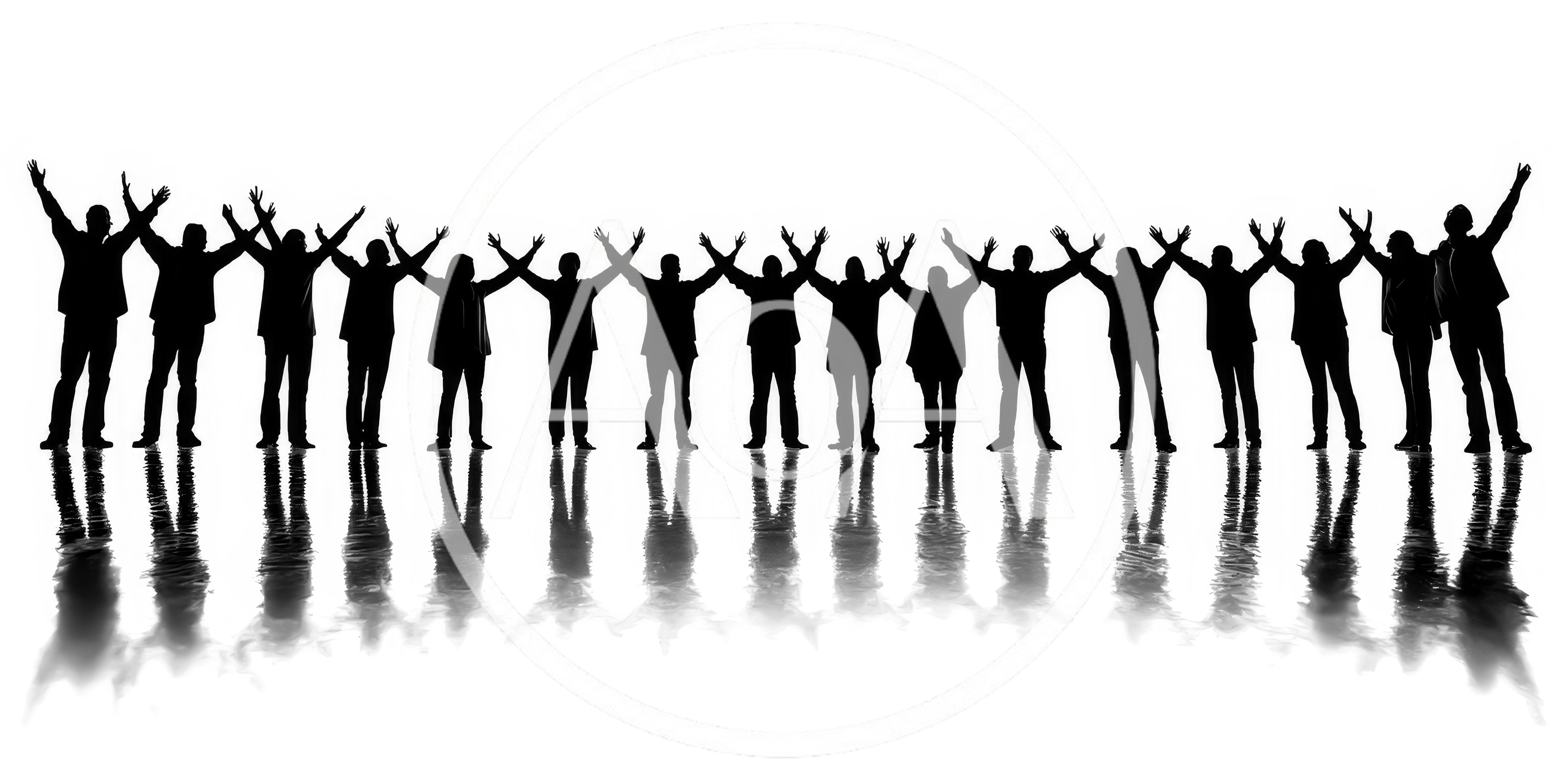 Silhouettes Of A Diverse Group Of People Celebrating