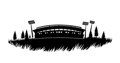 Black Silhouette Of A Stadium With Pine Trees