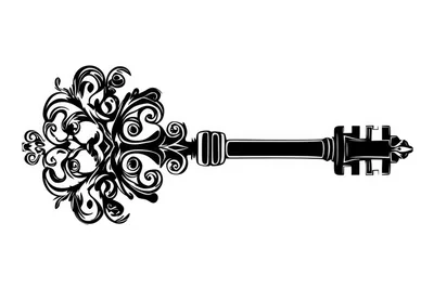 Ornate Vintage Skeleton Key Silhouette Illustration