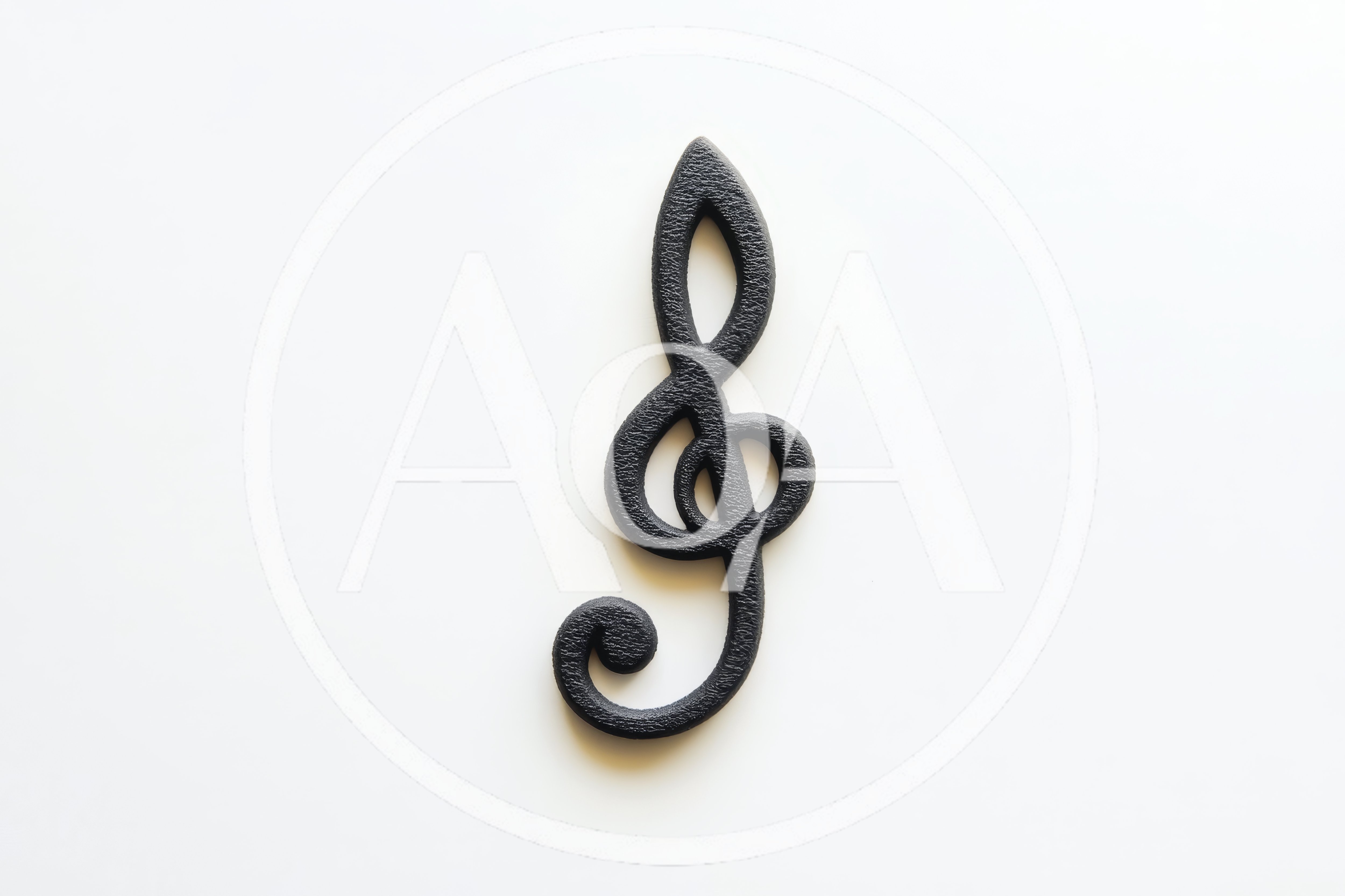 Black Treble Clef Symbol On White Background