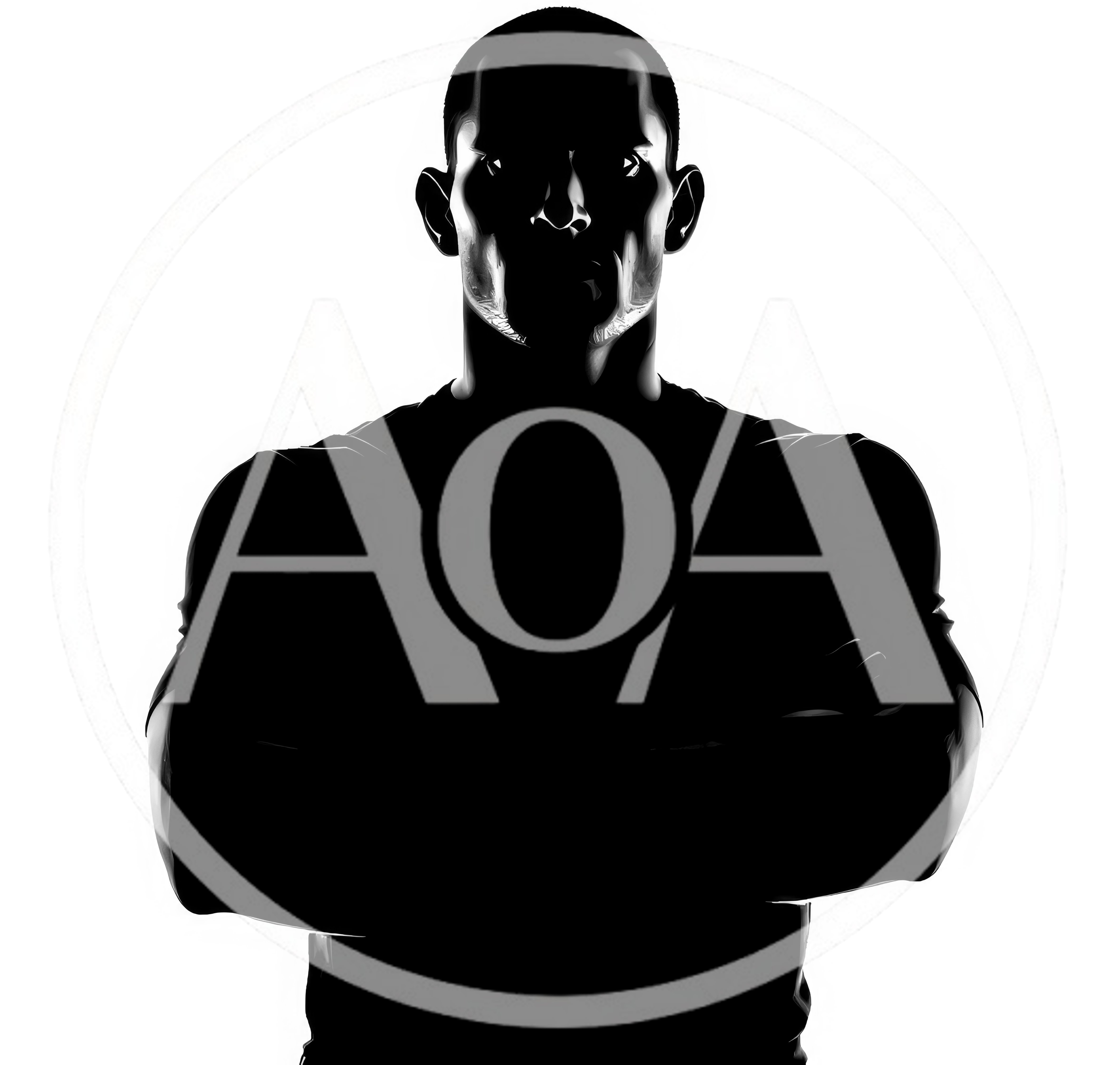 Silhouette Of A Muscular Man With Crossed Arms