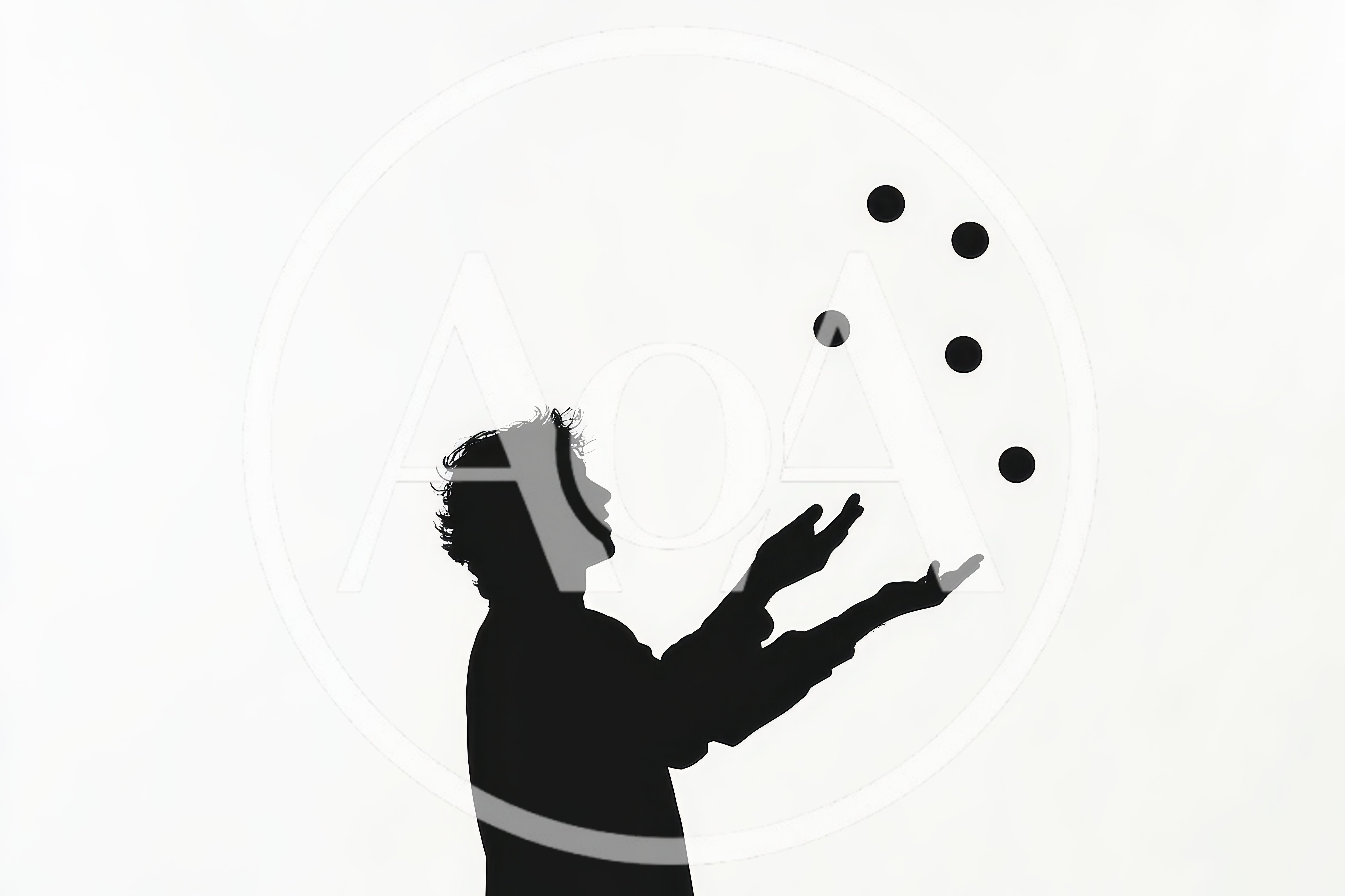 Silhouette Of A Man Juggling Five Balls