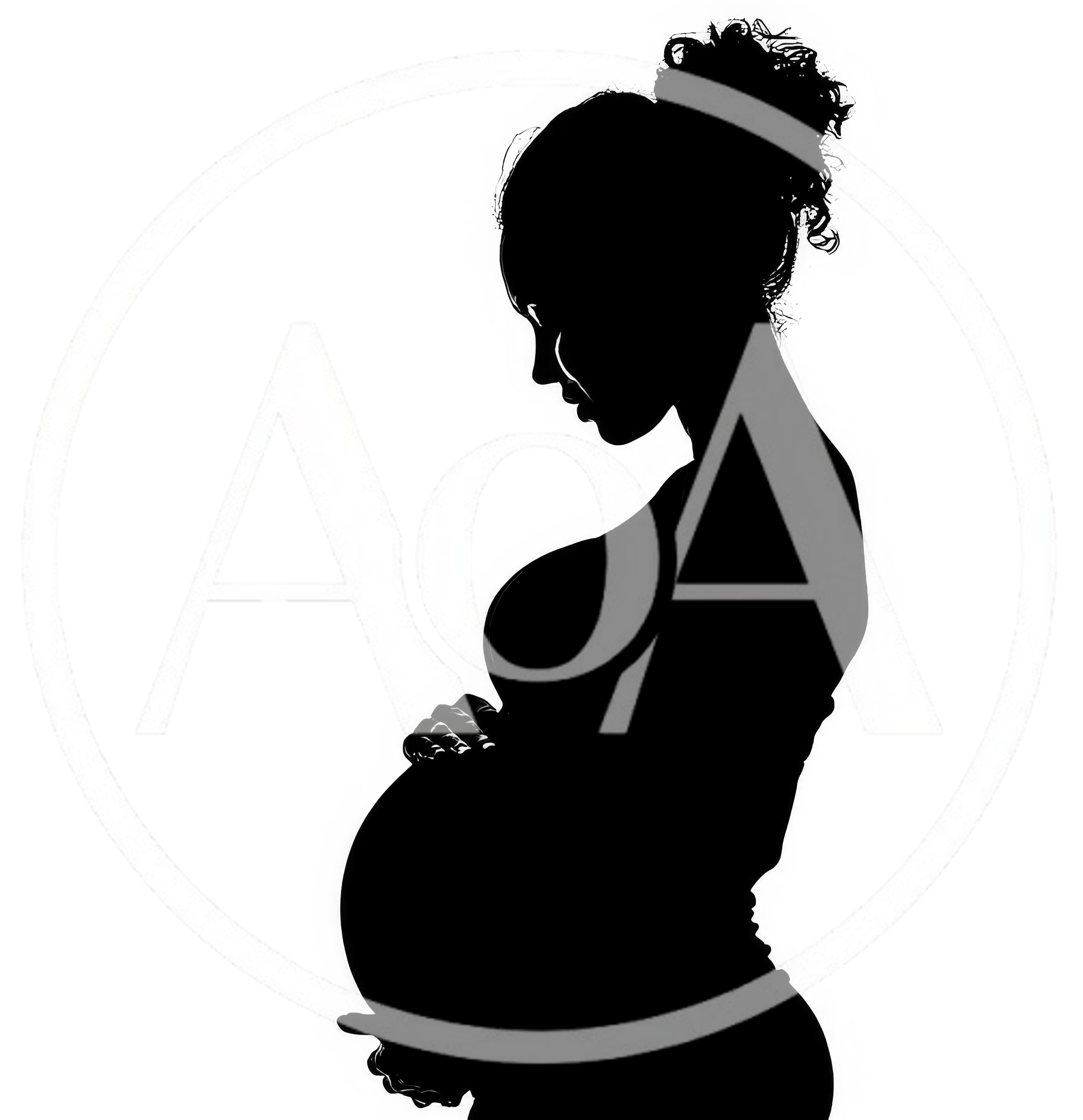 Silhouette Of A Pregnant Woman Holding Her Belly