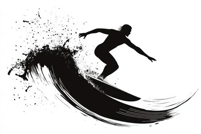 Surfer Riding A Wave Silhouette Illustration