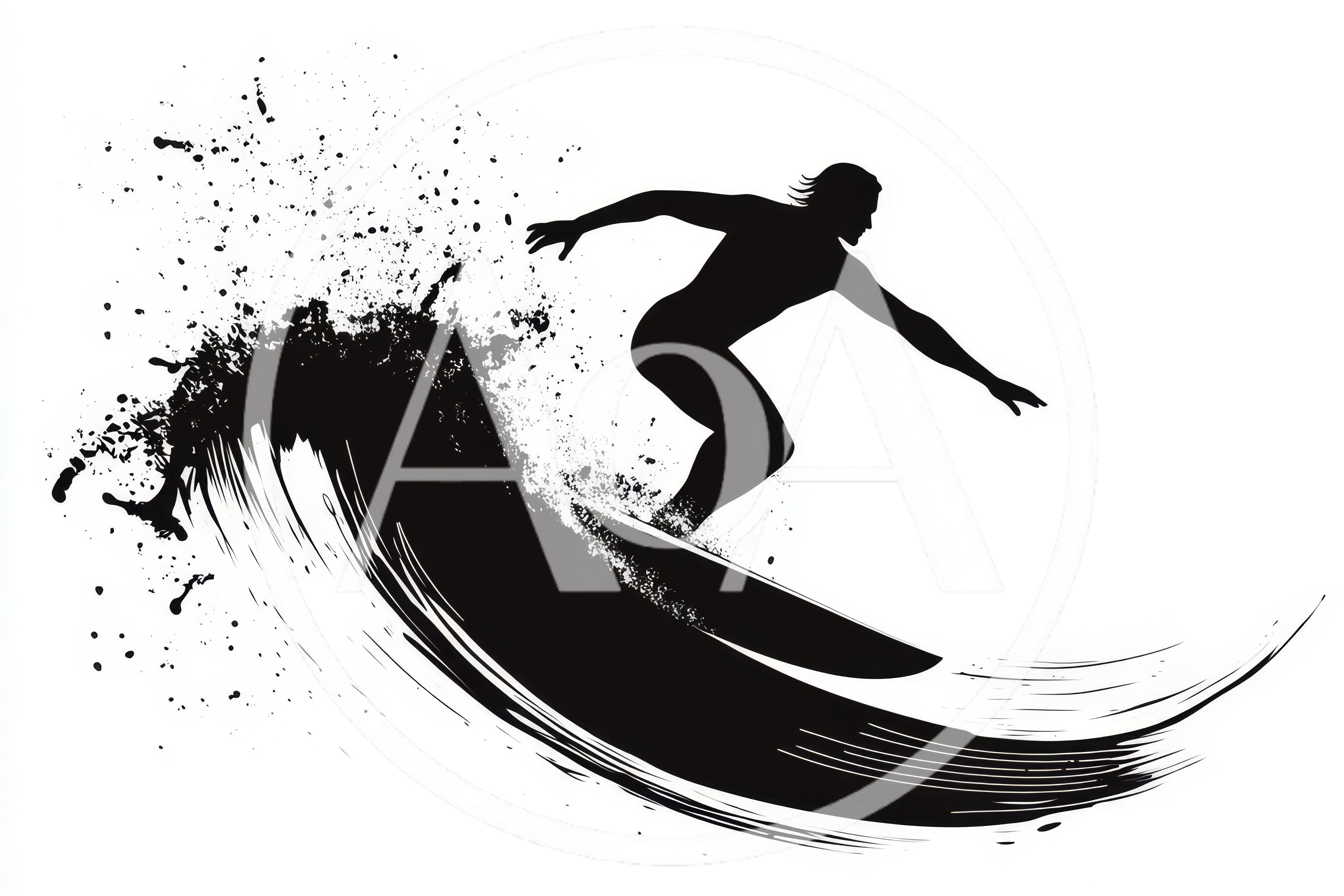 Surfer Riding A Wave Silhouette Illustration