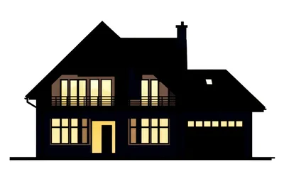 Silhouette Of A Modern Two Story House At Night