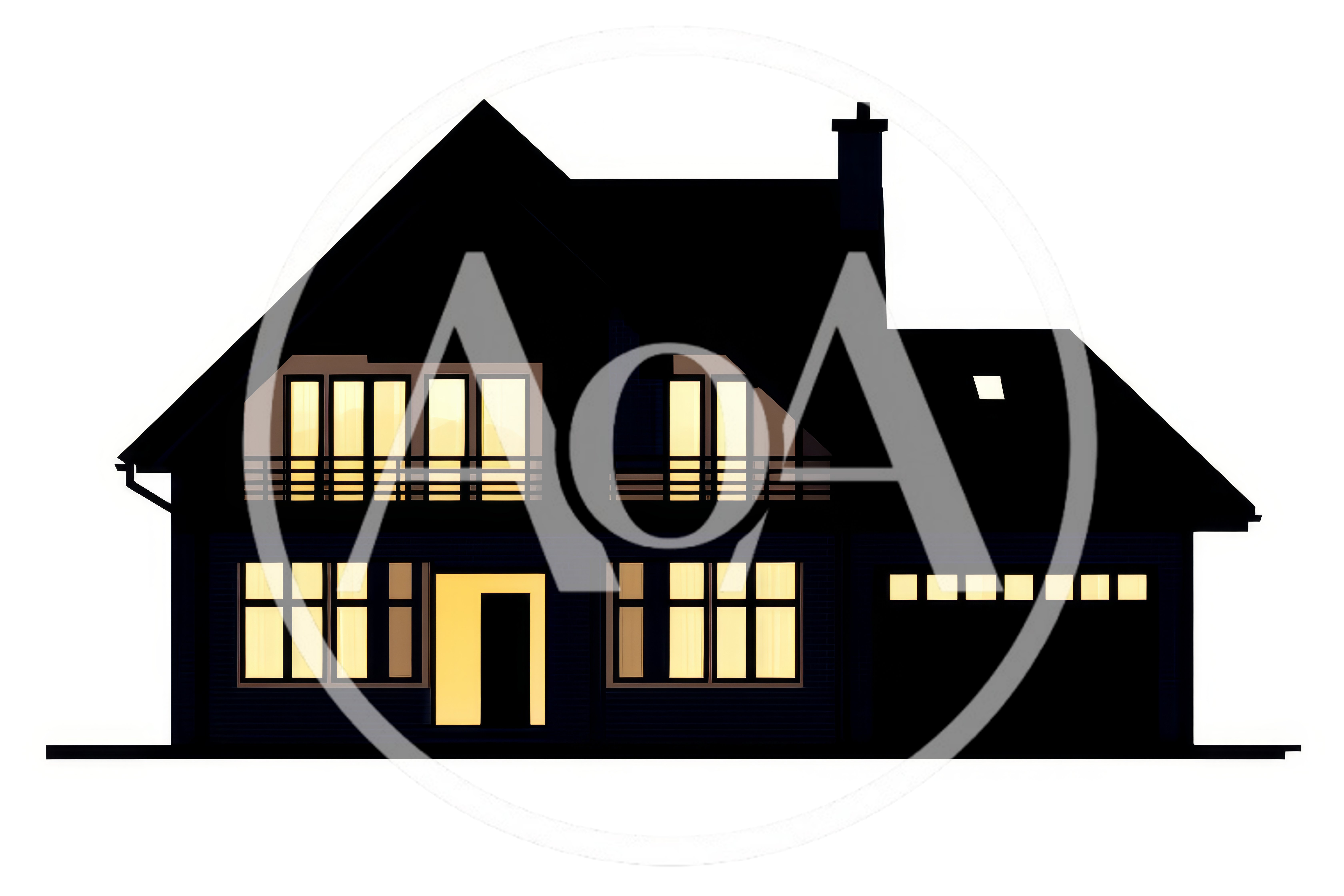 Silhouette Of A Modern Two Story House At Night