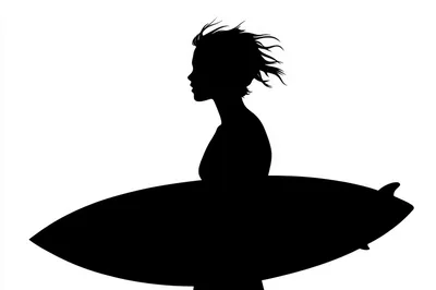 Silhouette Of A Surfer Holding A Surfboard