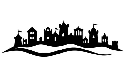 Black Silhouette Of A Medieval Castle Skyline