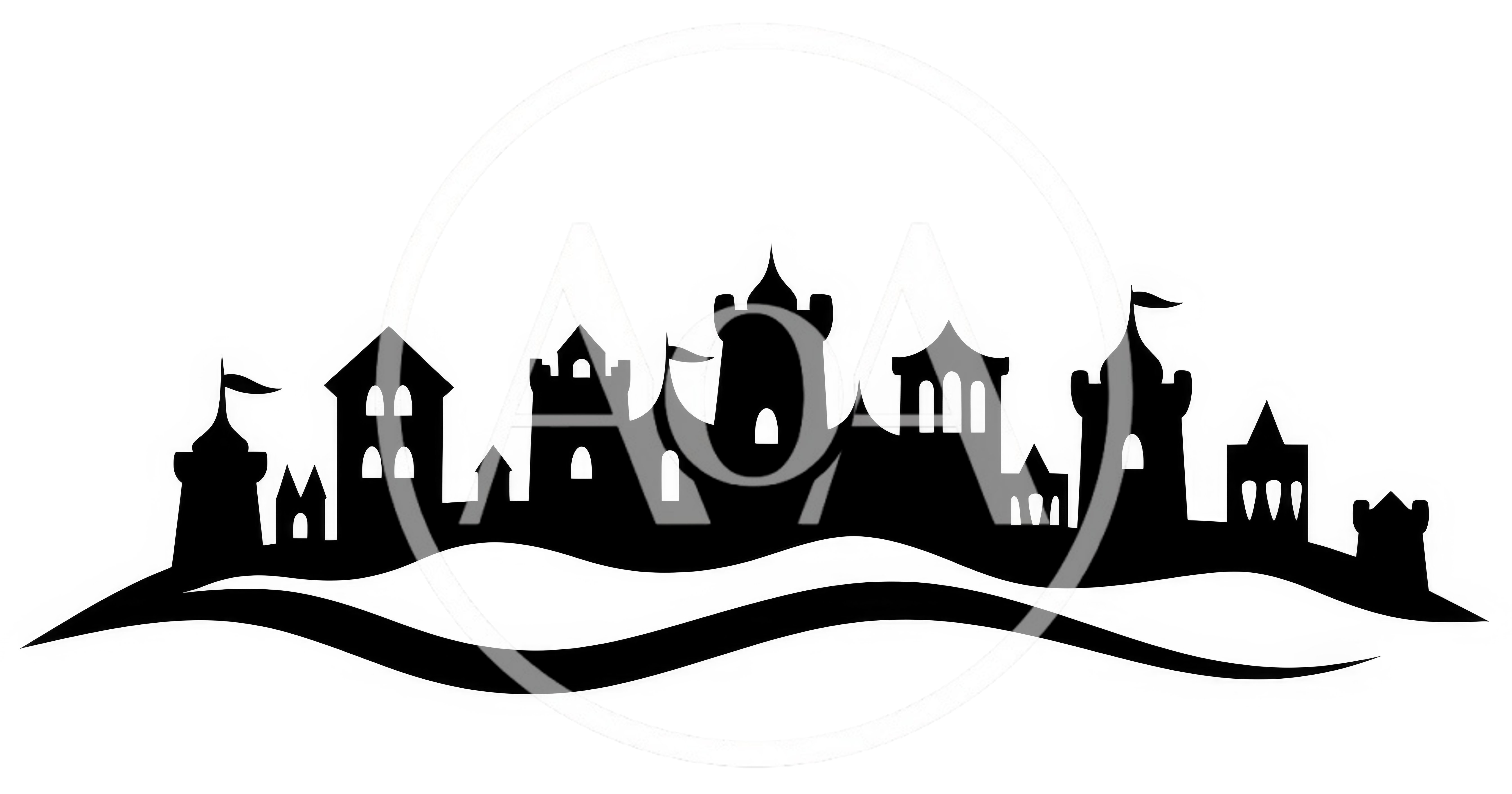 Black Silhouette Of A Medieval Castle Skyline