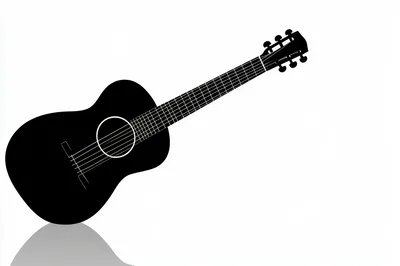 Black Acoustic Guitar Silhouette On White Background