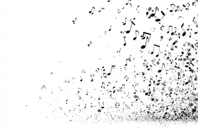 Abstract Musical Notes Floating on White Background