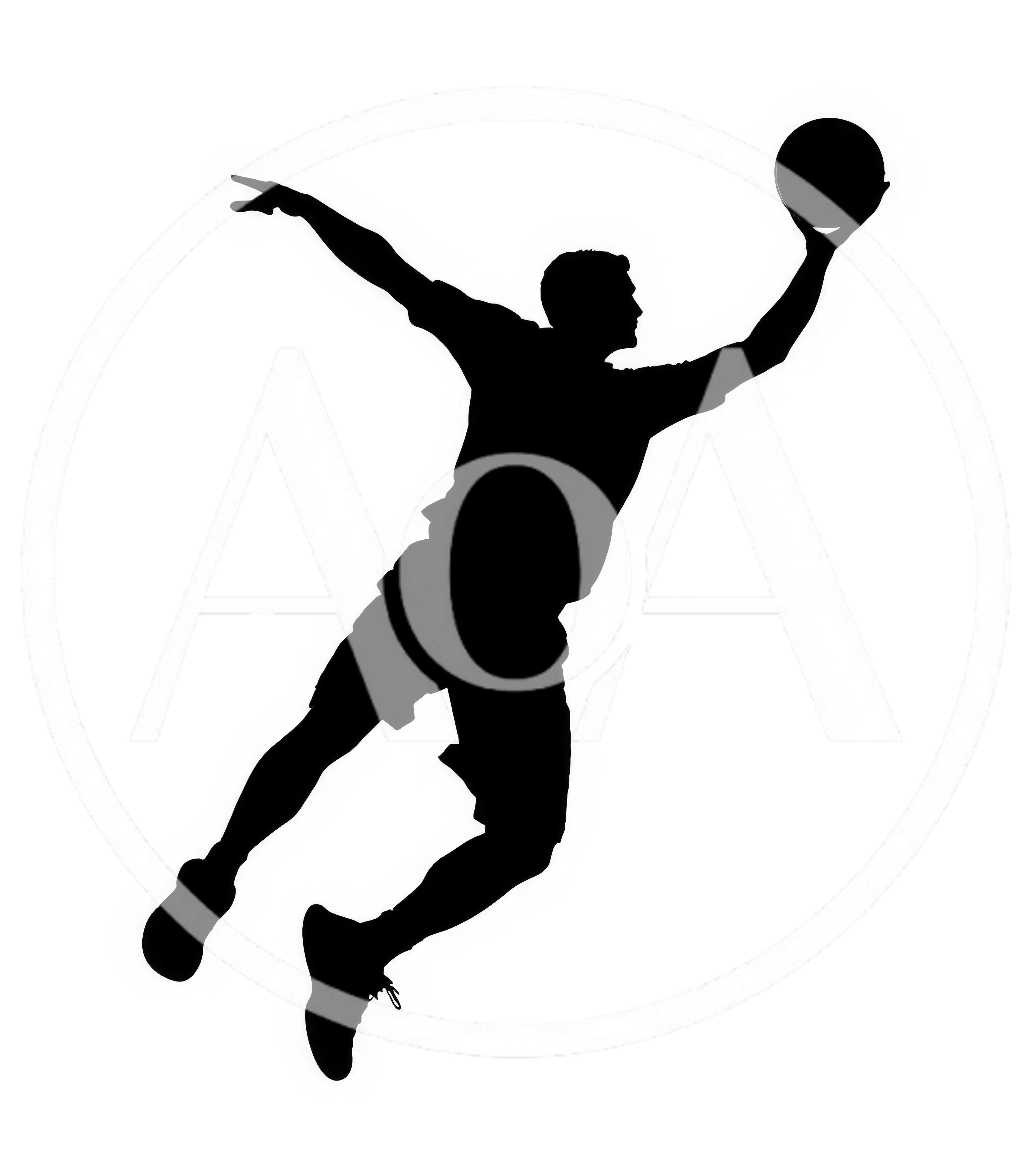 Silhouette Of A Basketball Player Jumping For A Dunk