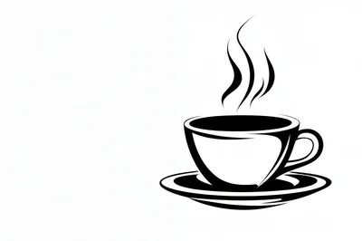 Minimalist Black And White Coffee Cup Illustration