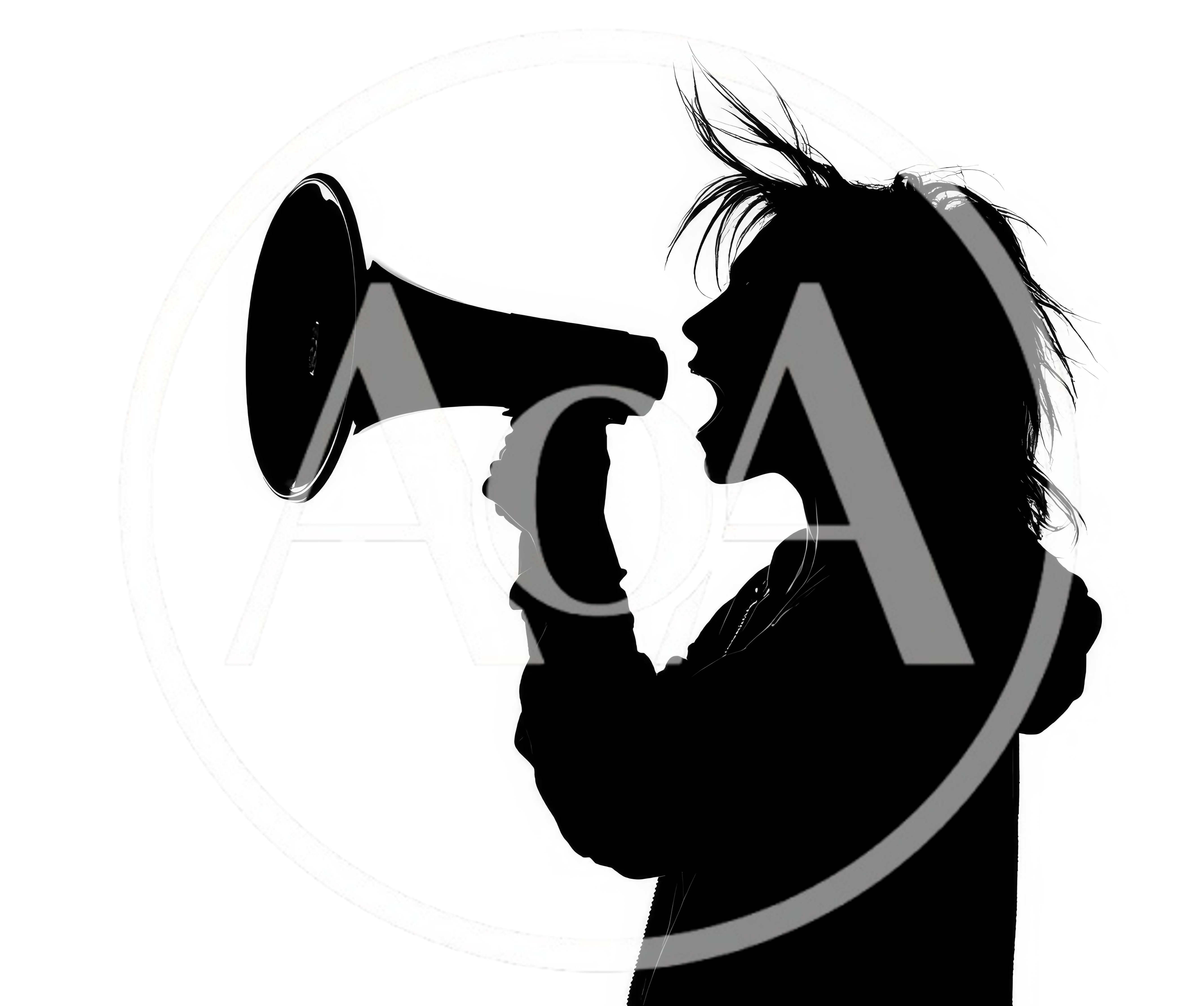Silhouette Of A Person Shouting Into A Megaphone