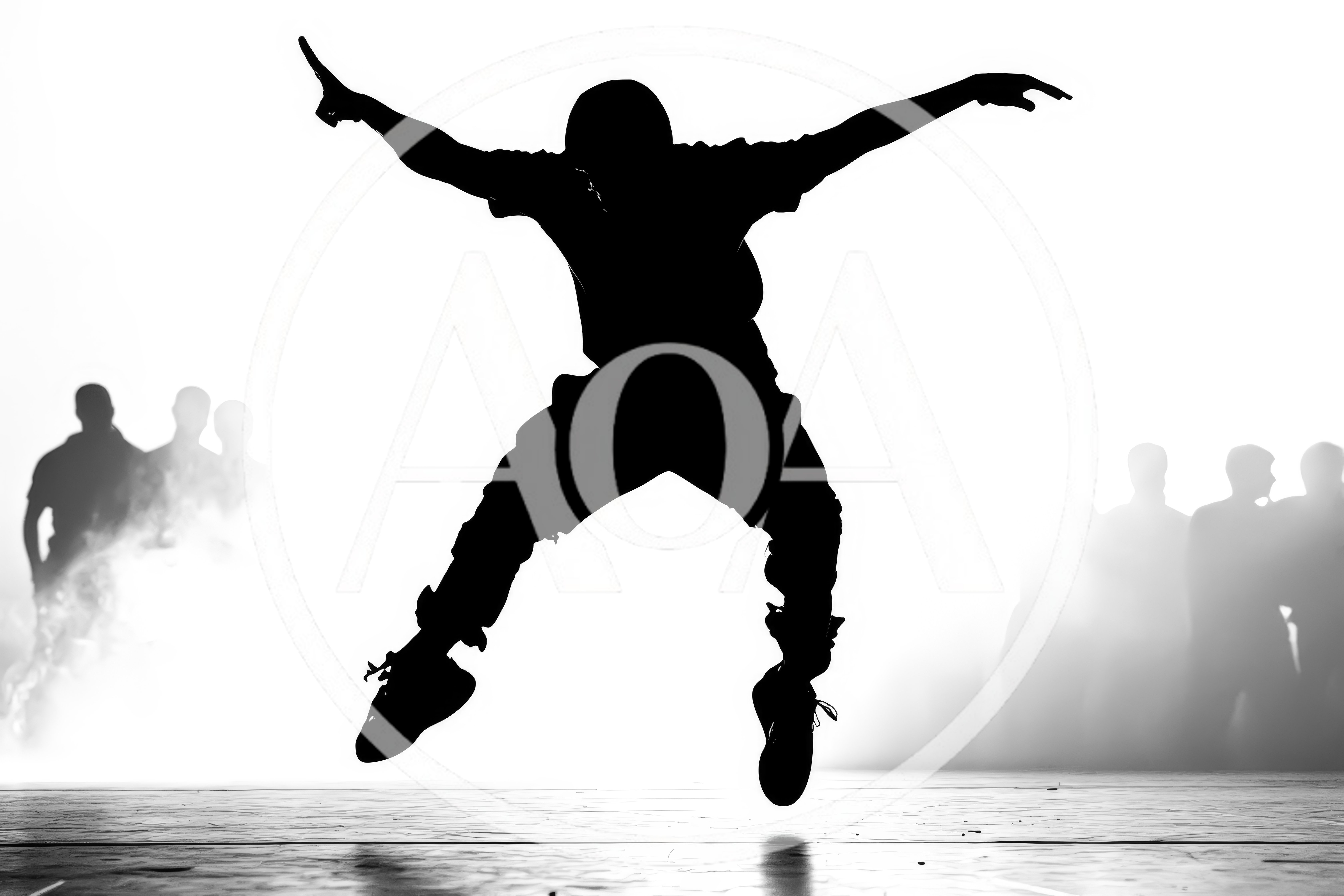 Silhouette Of A Breakdancer Performing An Aerial Jump