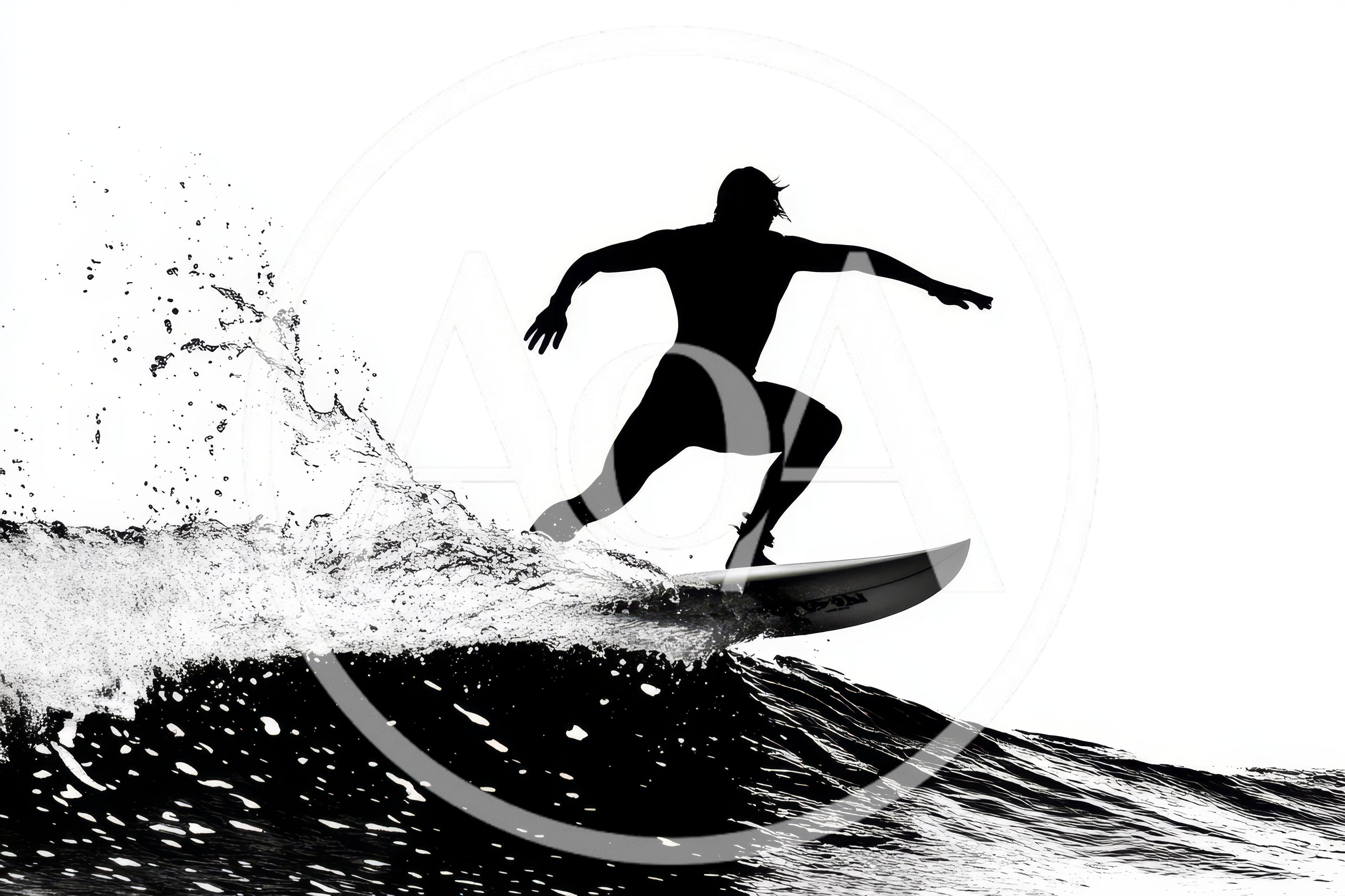 Silhouette Of A Surfer Riding A Wave