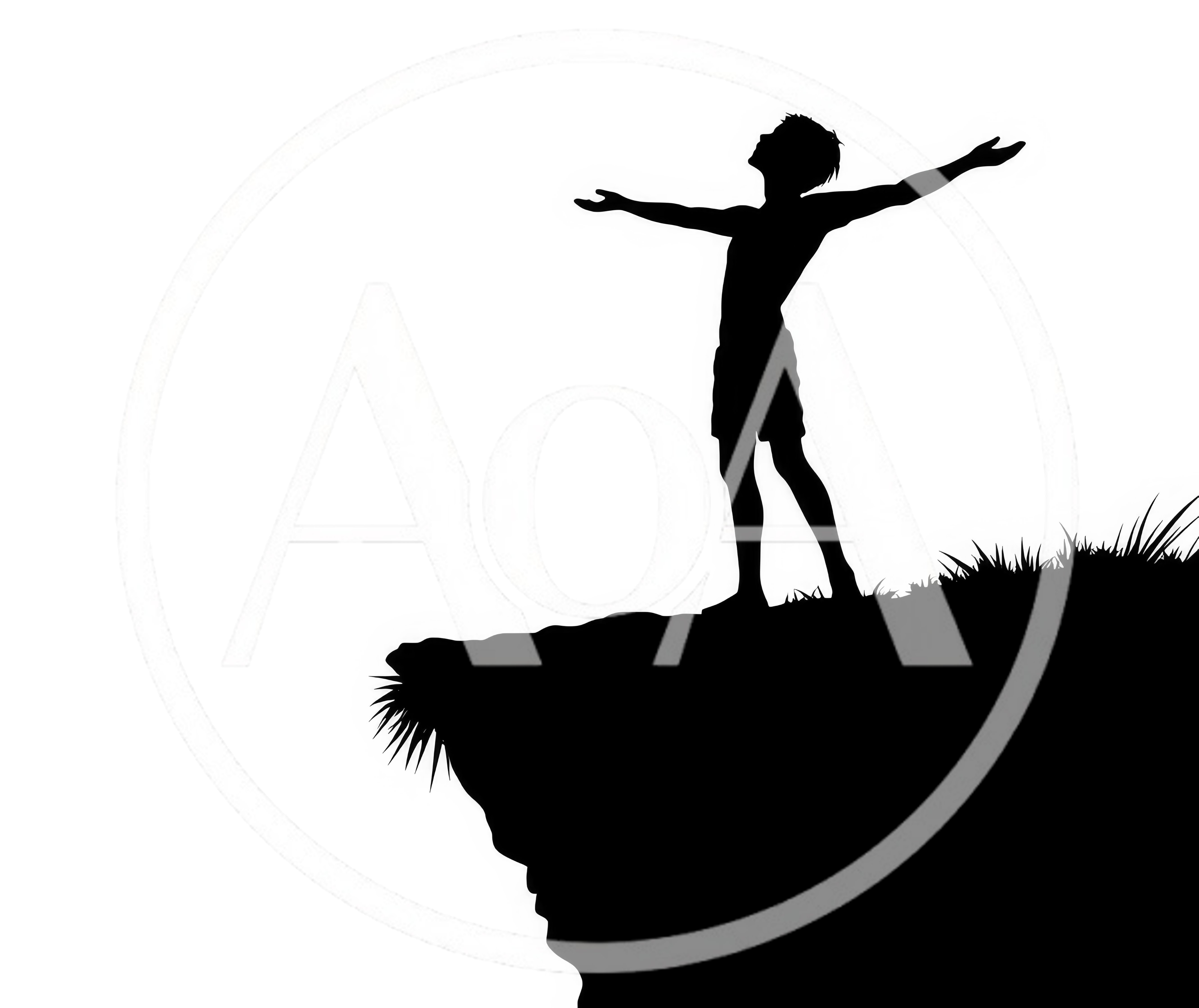 Silhouette Of A Man Standing On A Cliff Edge