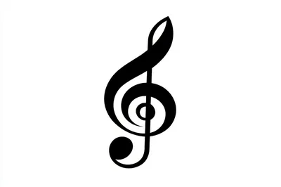 Black Treble Clef Musical Symbol On White Background
