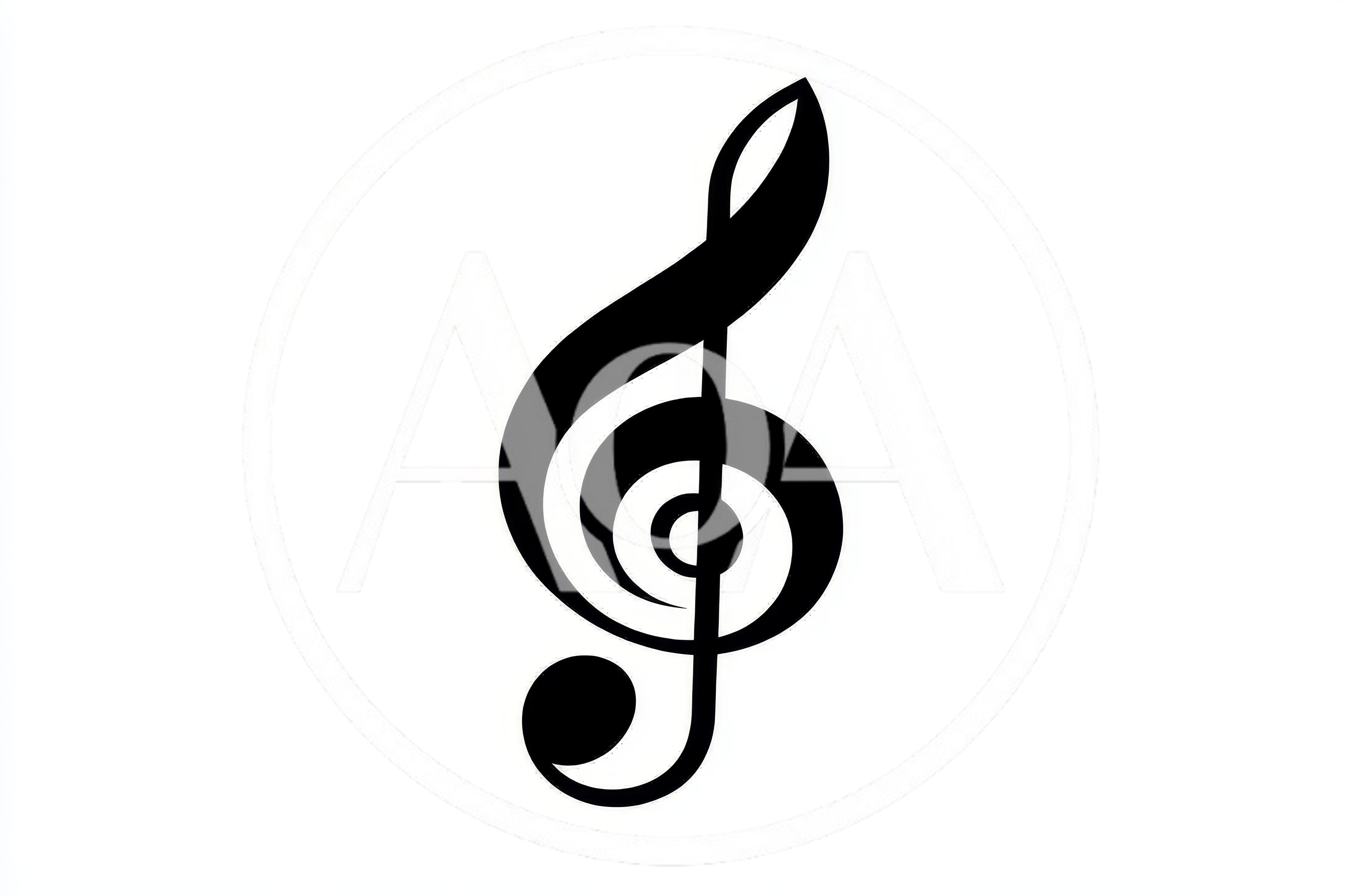 Black Treble Clef Musical Symbol On White Background