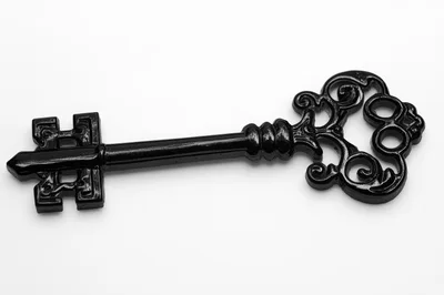 Black Vintage Skeleton Key Isolated On White Background