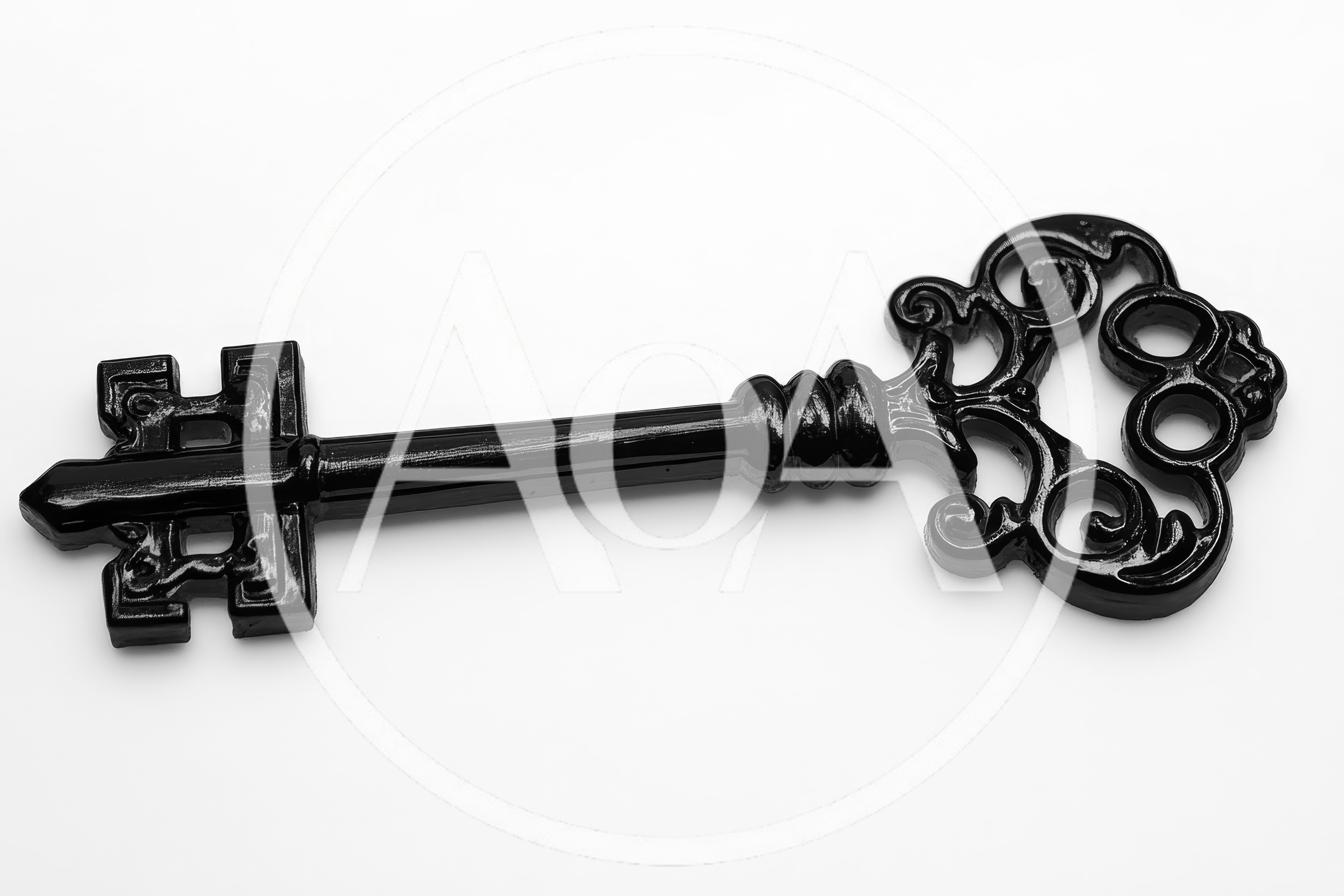 Black Vintage Skeleton Key Isolated On White Background