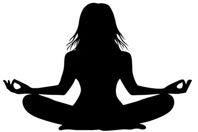 Black Silhouette Of A Woman Meditating In Lotus Position