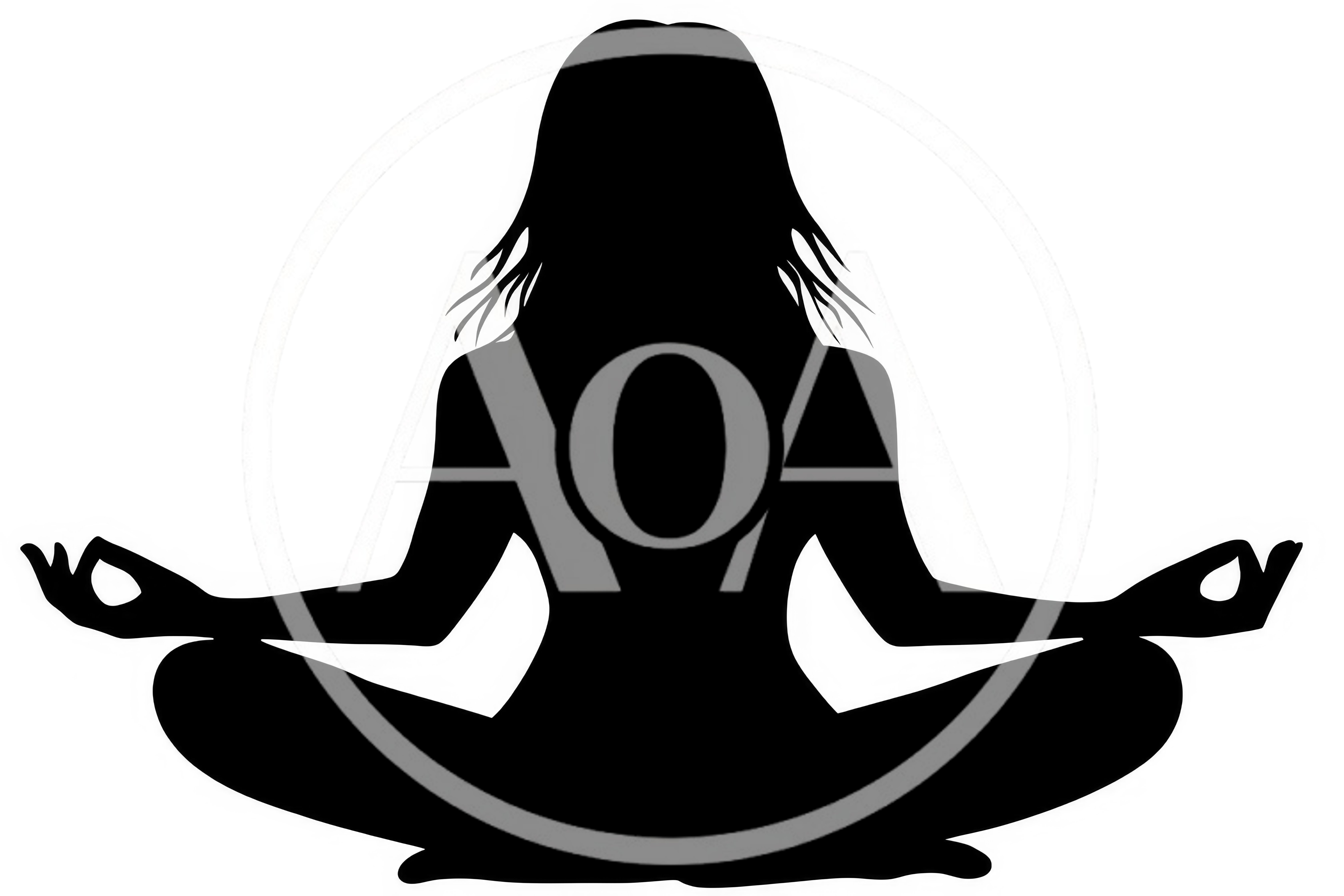 Black Silhouette Of A Woman Meditating In Lotus Position