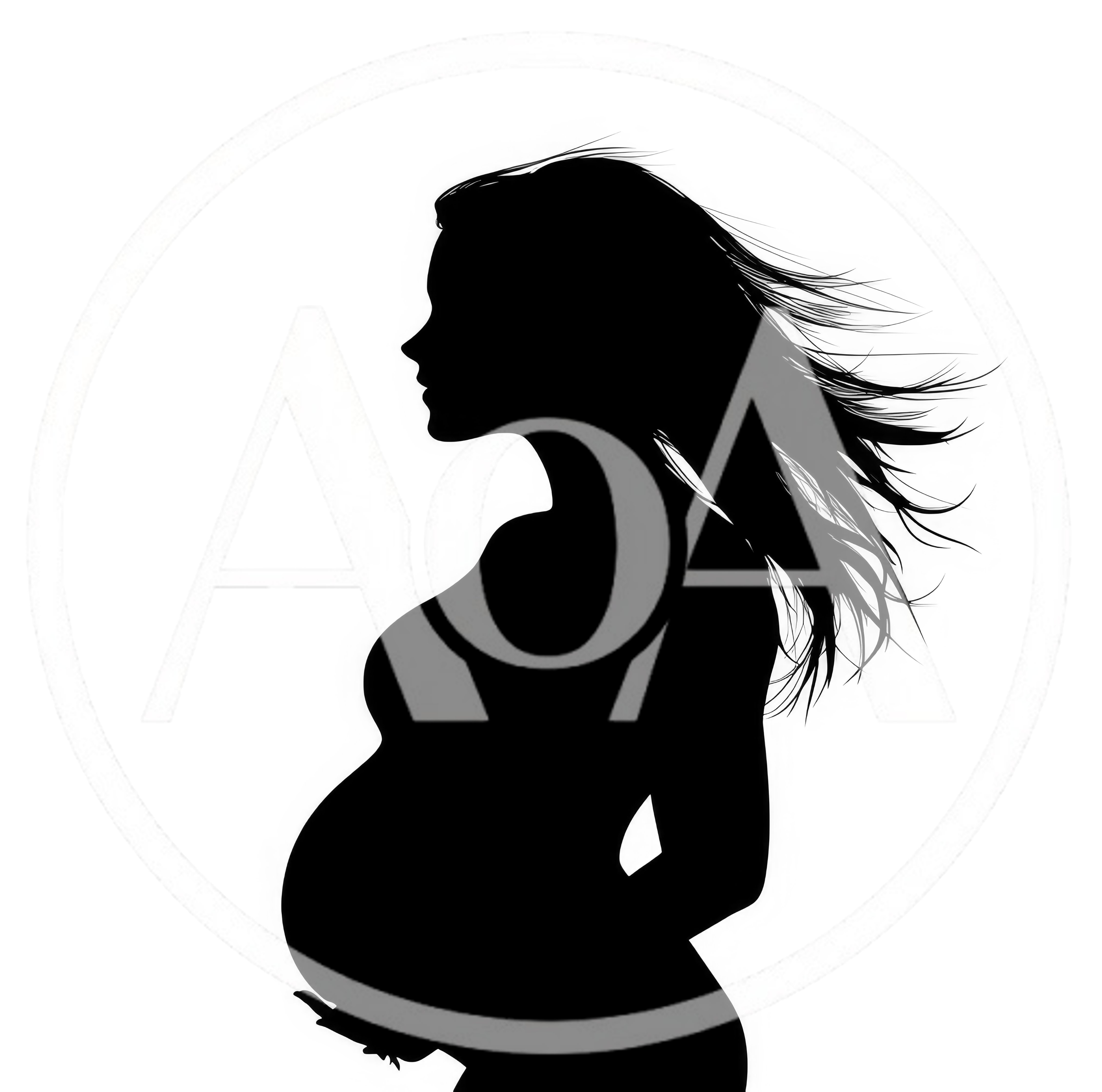 Silhouette Of A Pregnant Woman With Flowing Hair