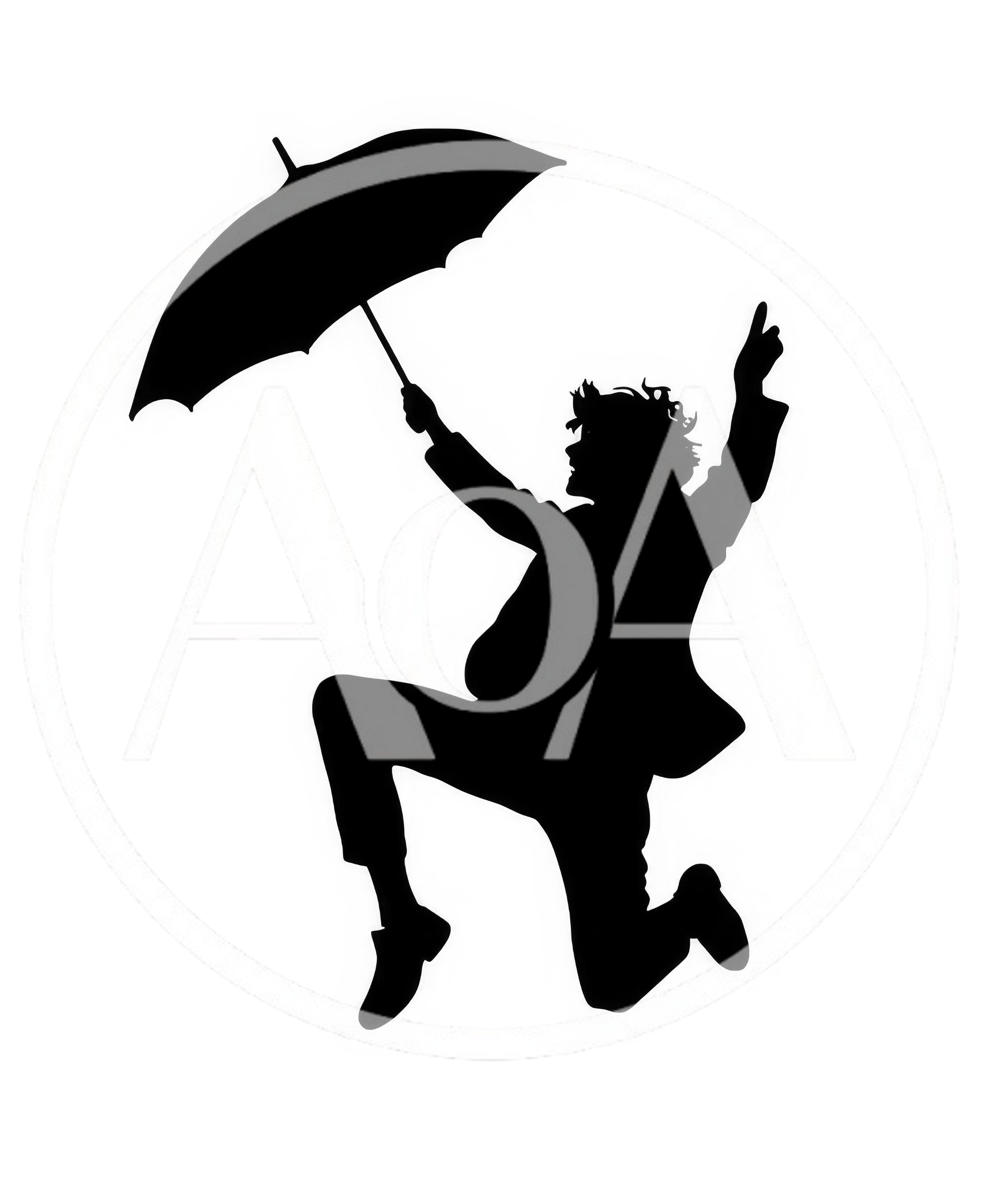 Silhouette Of A Person Jumping With An Umbrella