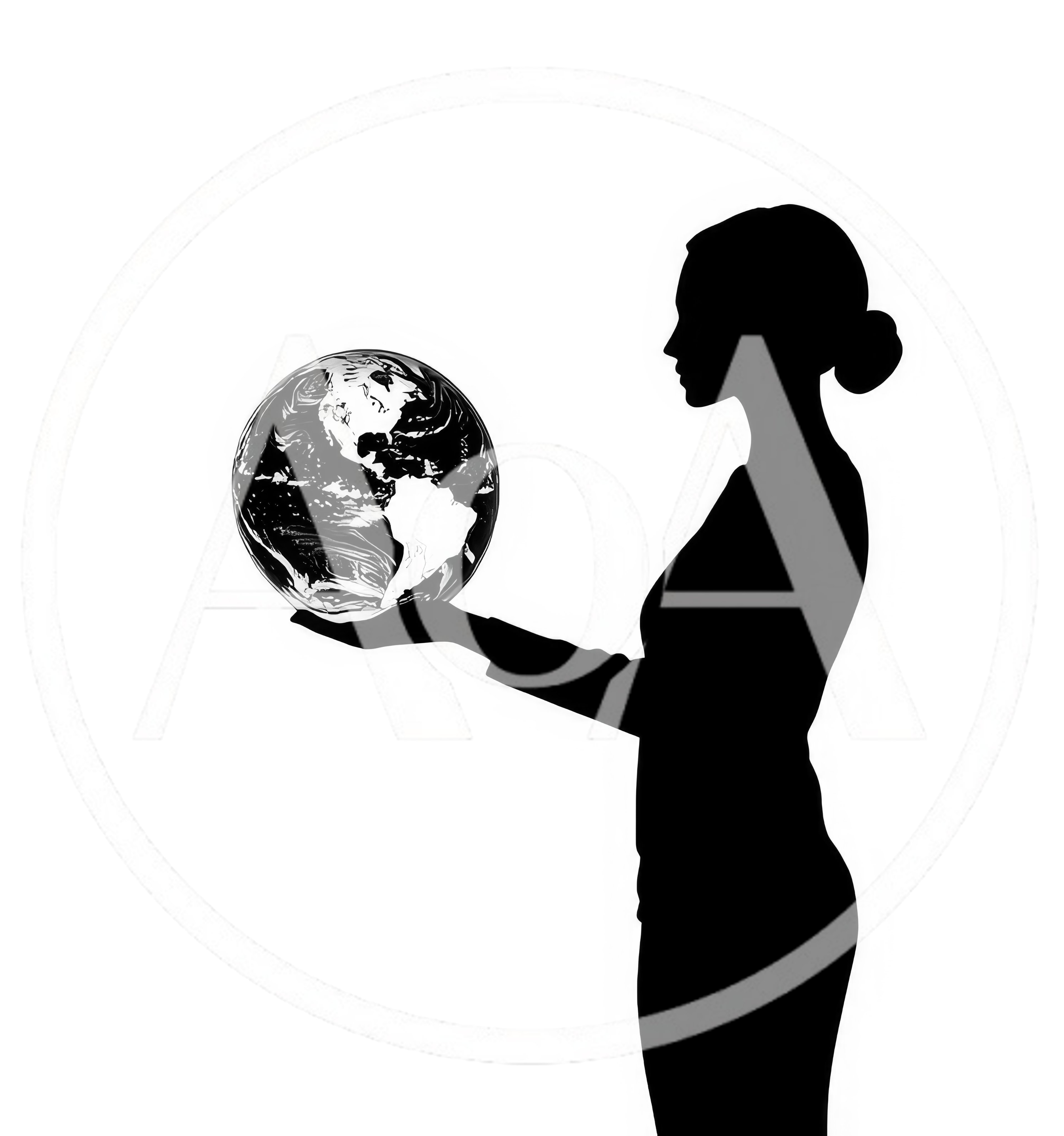 Silhouette Of A Woman Holding A Globe