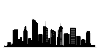 Black Silhouette Of A Modern City Skyline