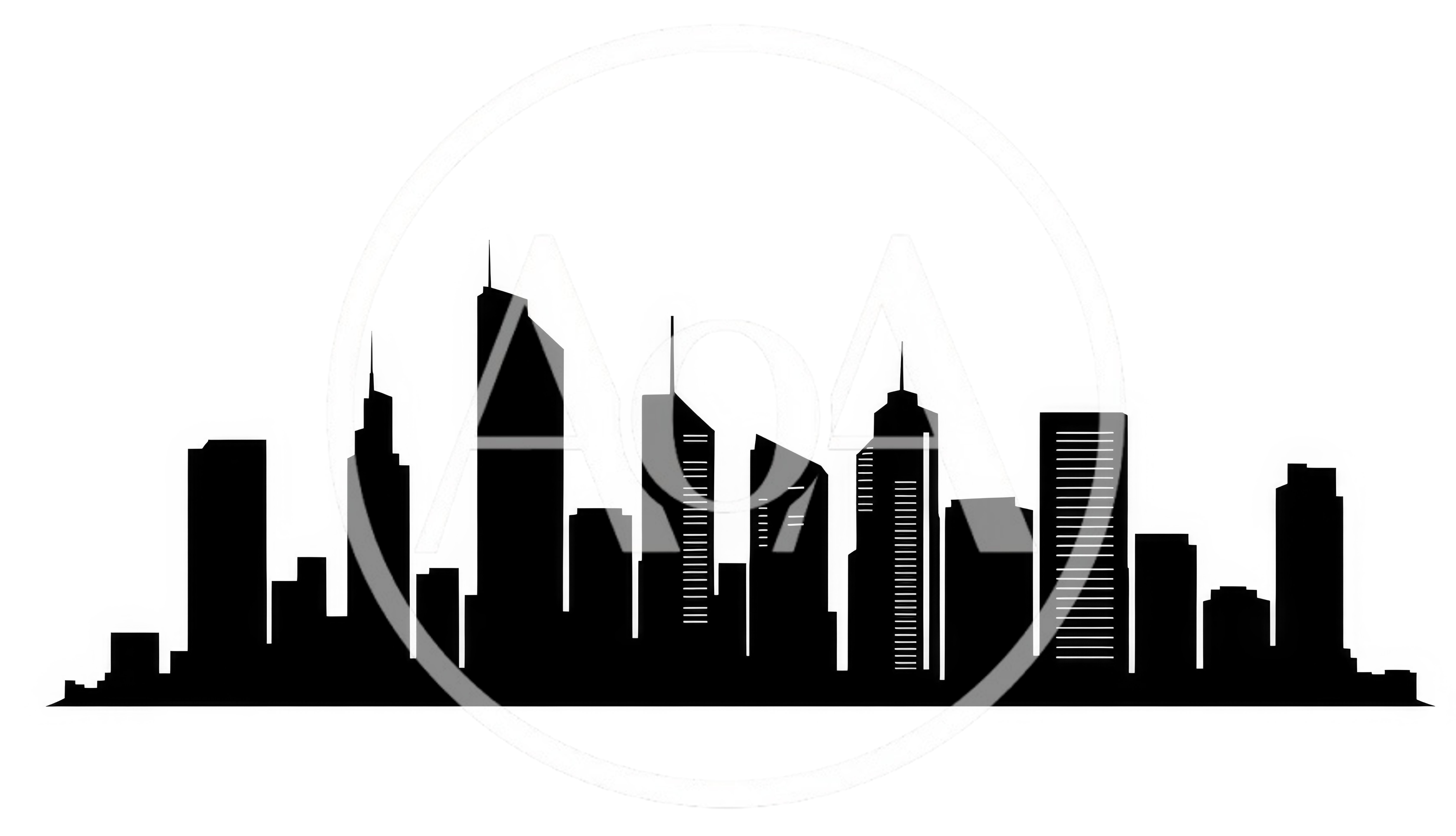Black Silhouette Of A Modern City Skyline