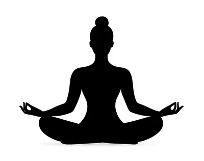 Black Silhouette Of A Person Meditating In Lotus Pose